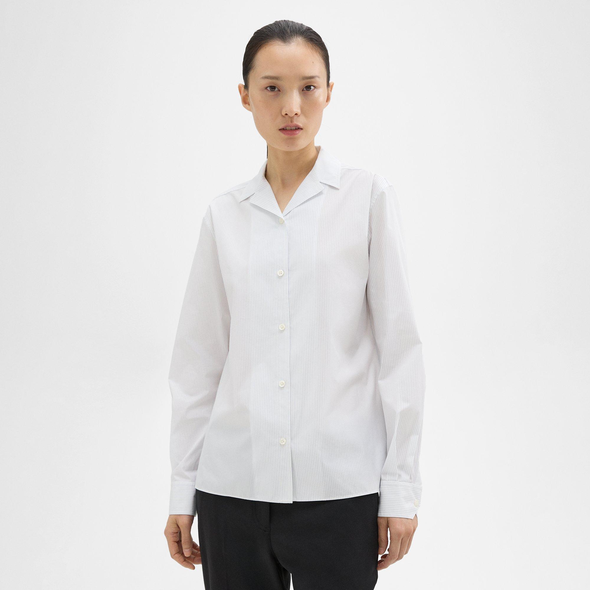 띠어리 Theory Striped Cotton-Blend Shirt,WHITE MULTI