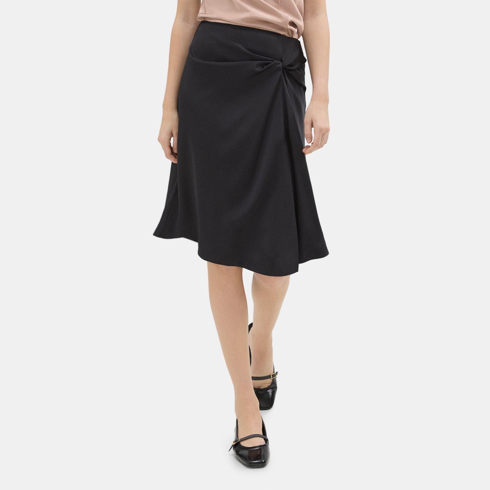 Womens Theory grey Asymmetric Ribbed Evia Midi Skirt