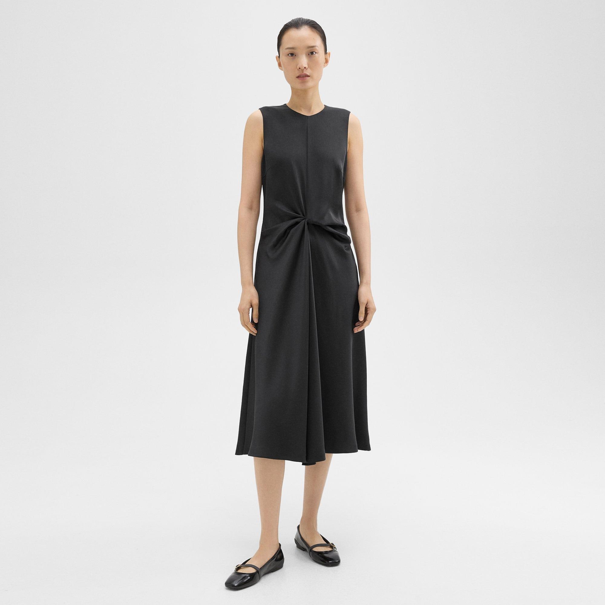 띠어리 Theory Twisted Midi Dress,BLACK