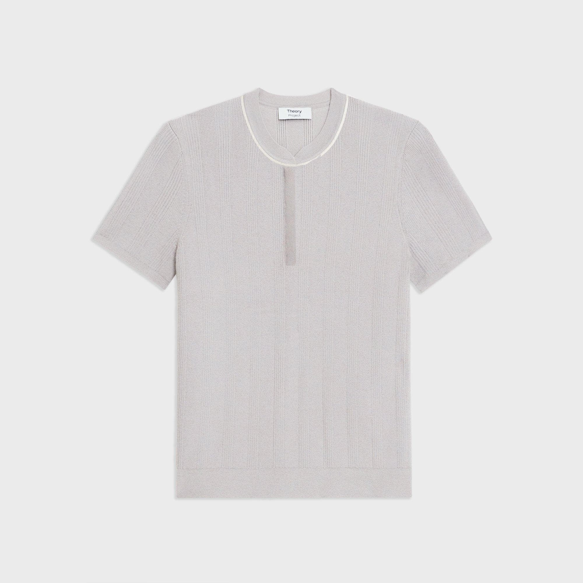 Rib Knit Short-Sleeve Henley