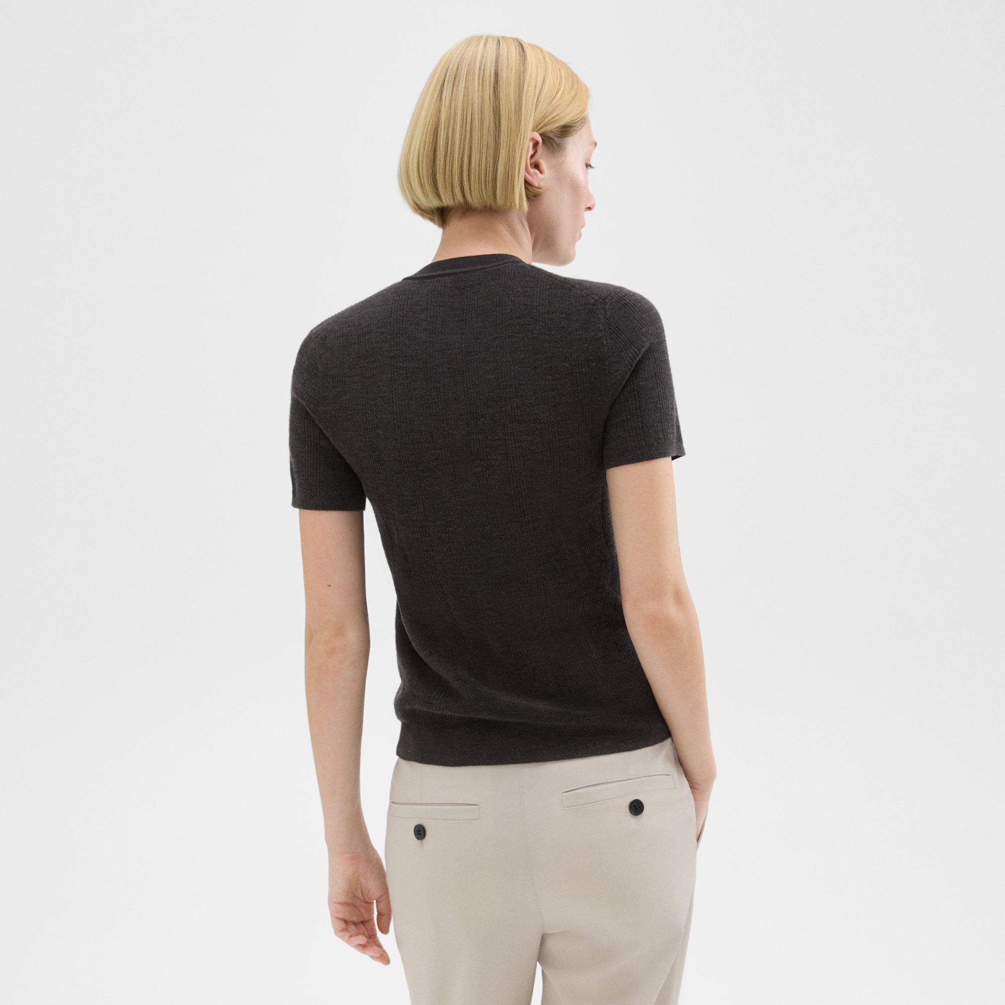 Rib Knit Short-Sleeve Henley
