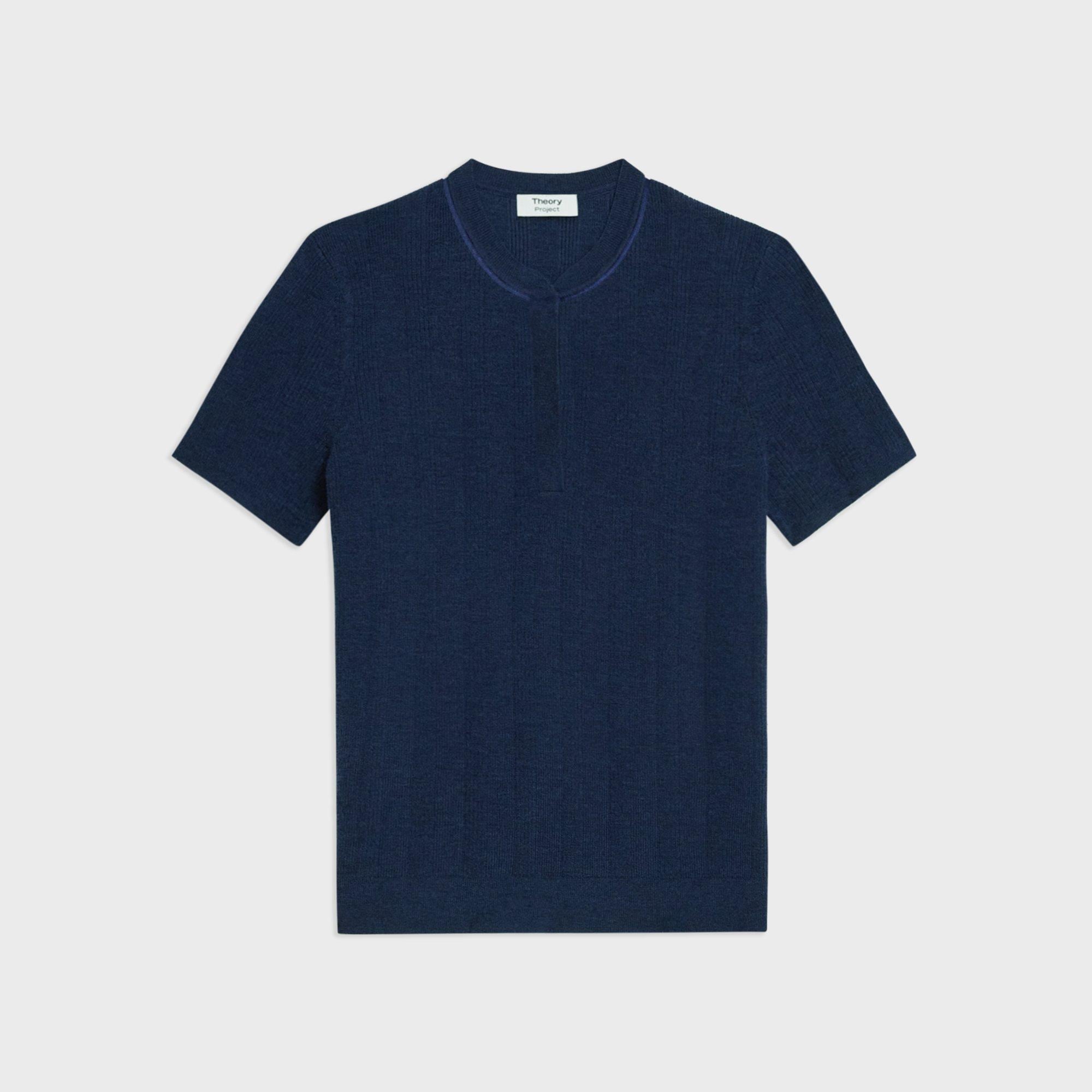 Rib Knit Short-Sleeve Henley