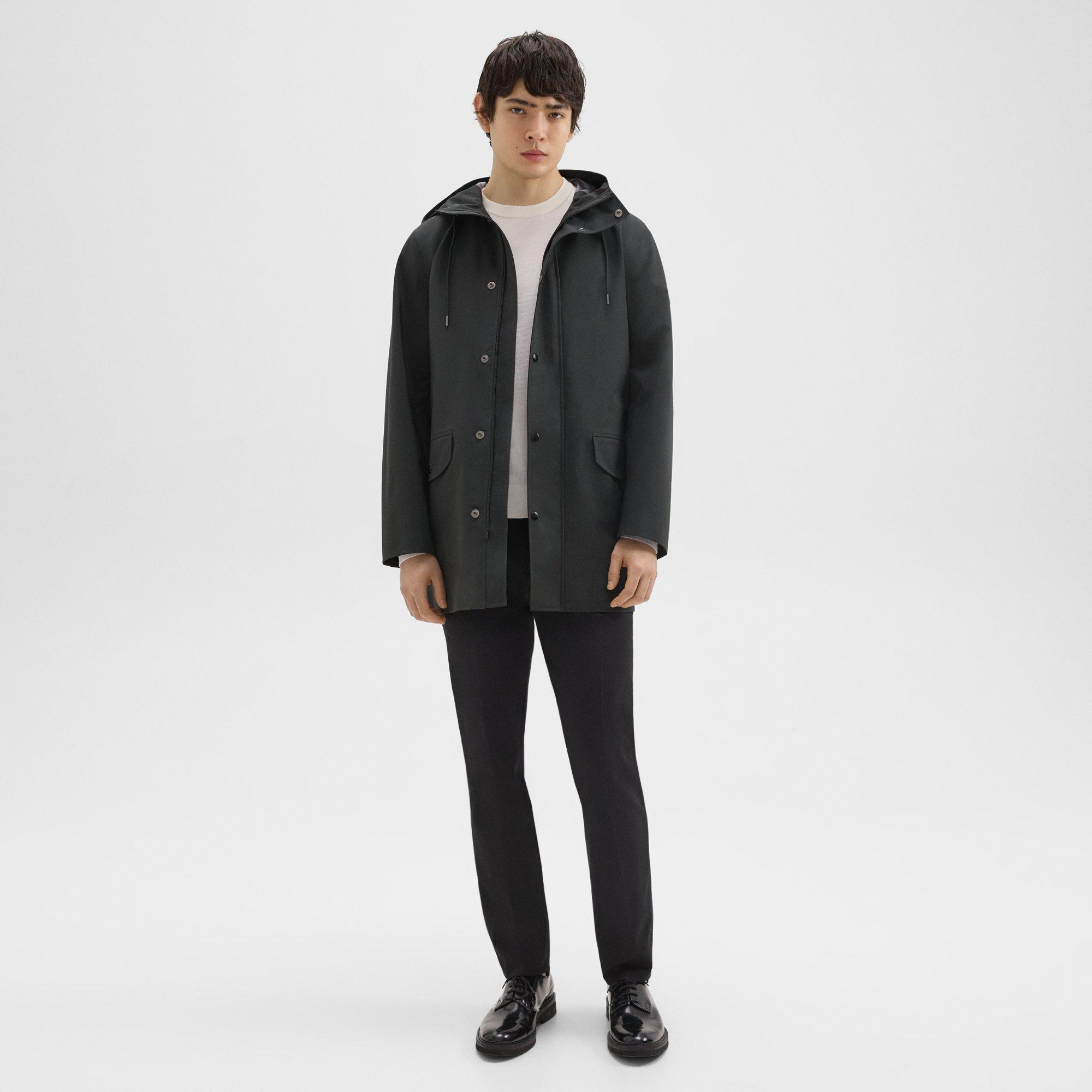 띠어리 Theory Hooded Raincoat in Poplin,BLACK