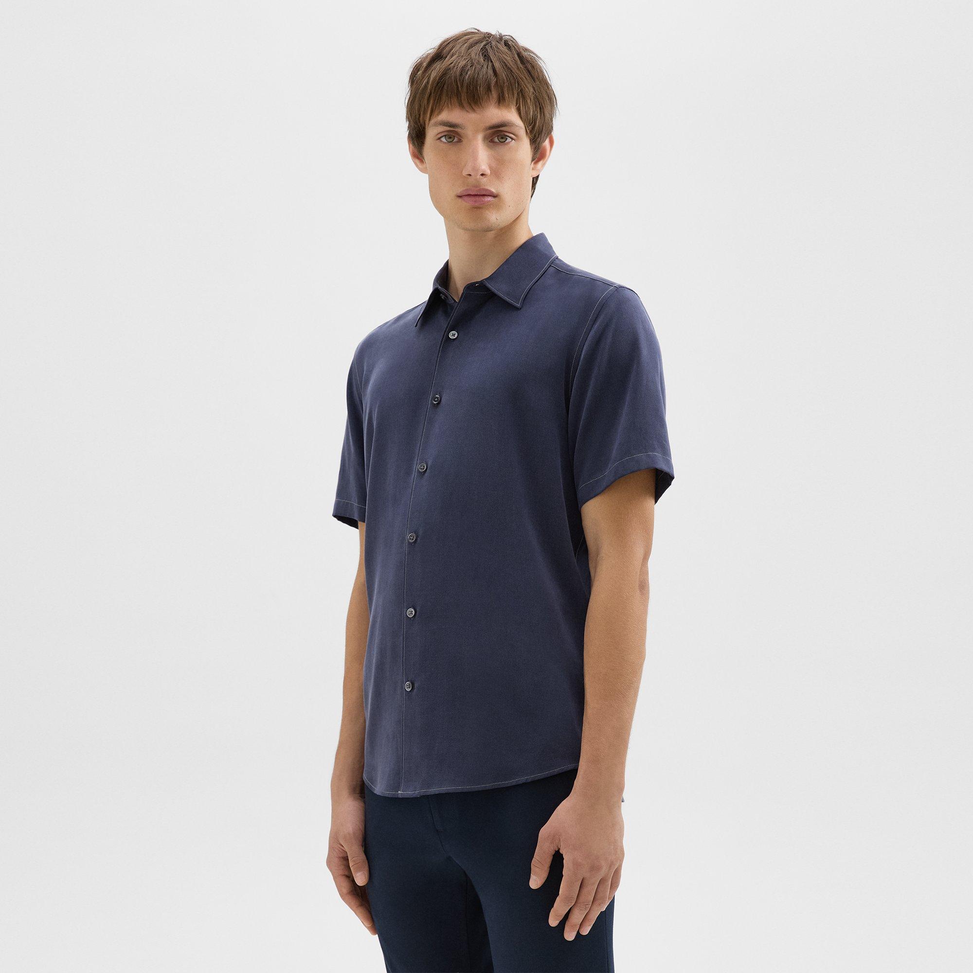 Irving Short-Sleeve Shirt in Fluid Twill