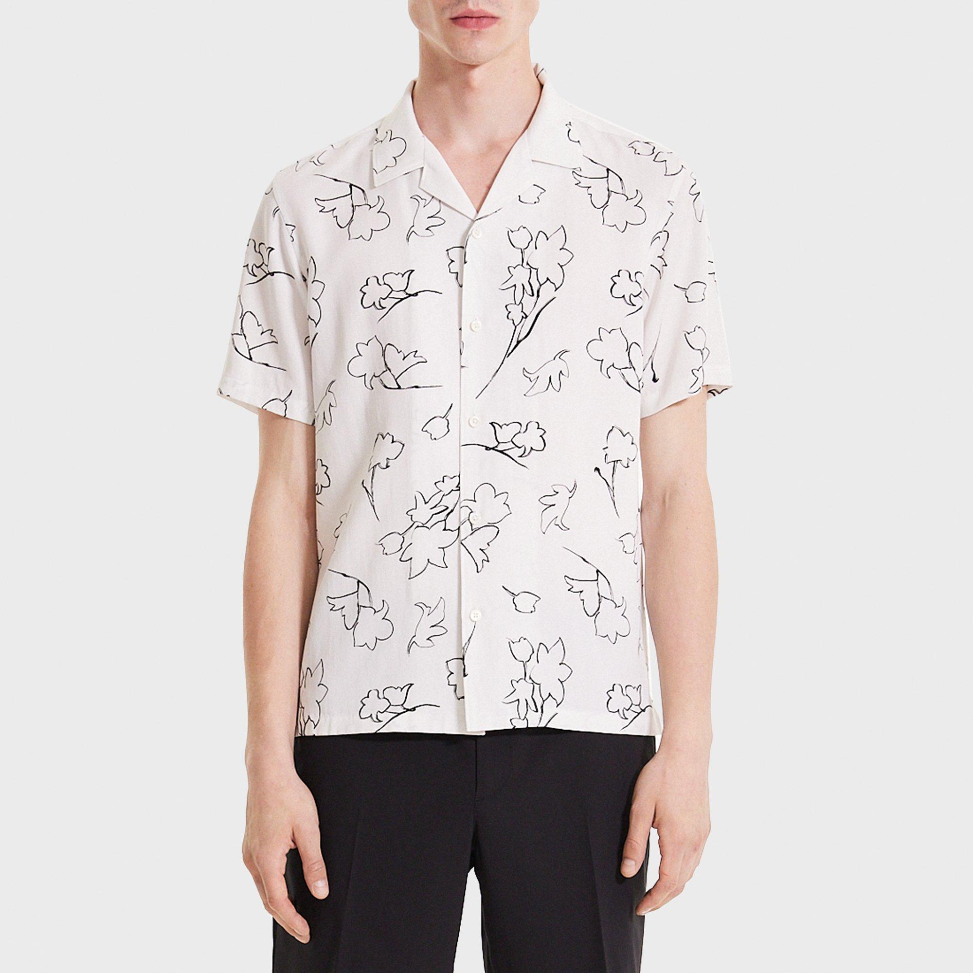 Irving Short-Sleeve Shirt in Floral Fluid Twill