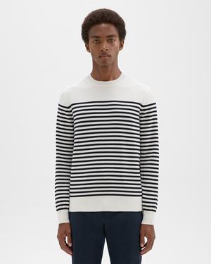 띠어리 Theory Striped Crewneck Sweater in Merino Wool,WHITE MULTI