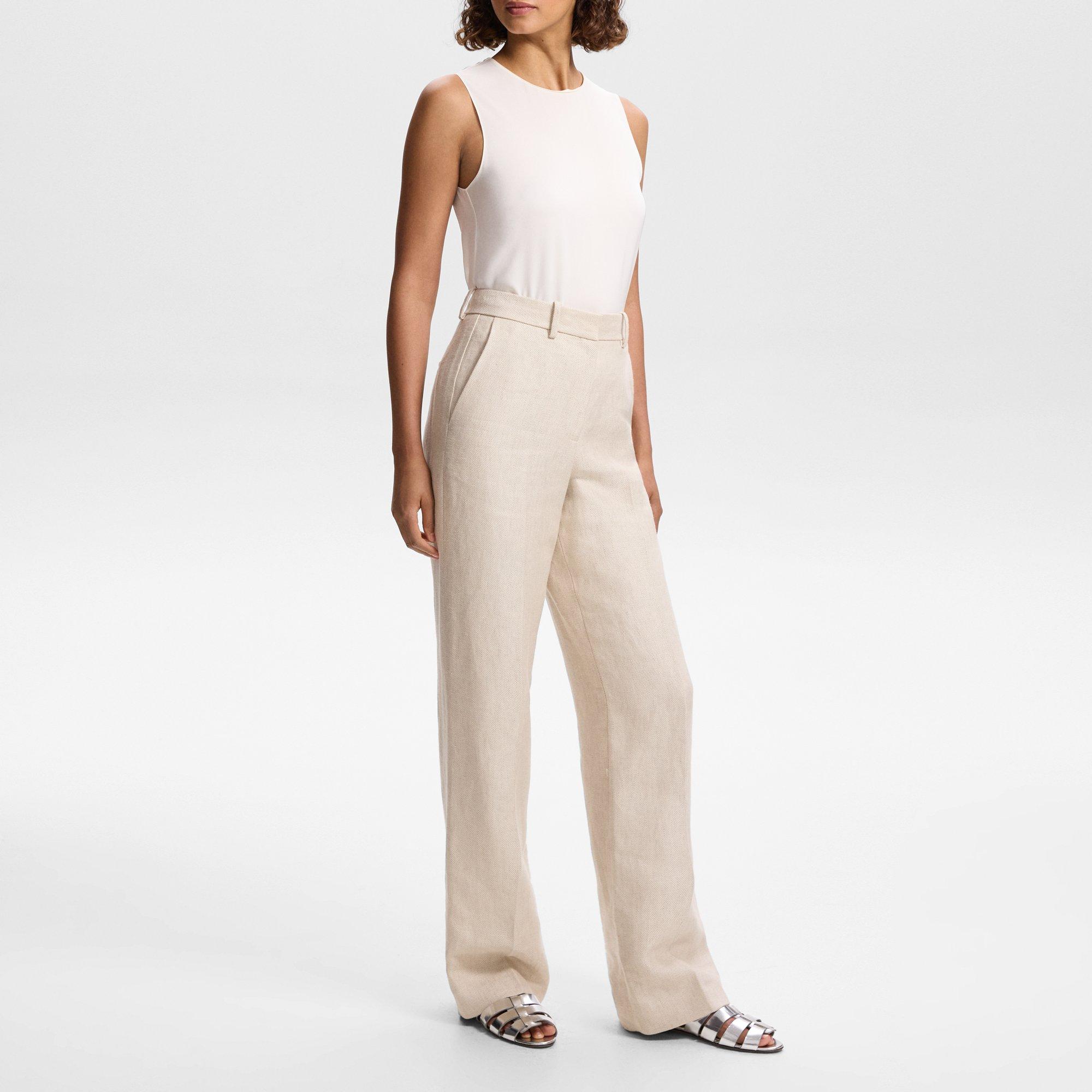 Straight-Leg Pant in Basket Weave Linen