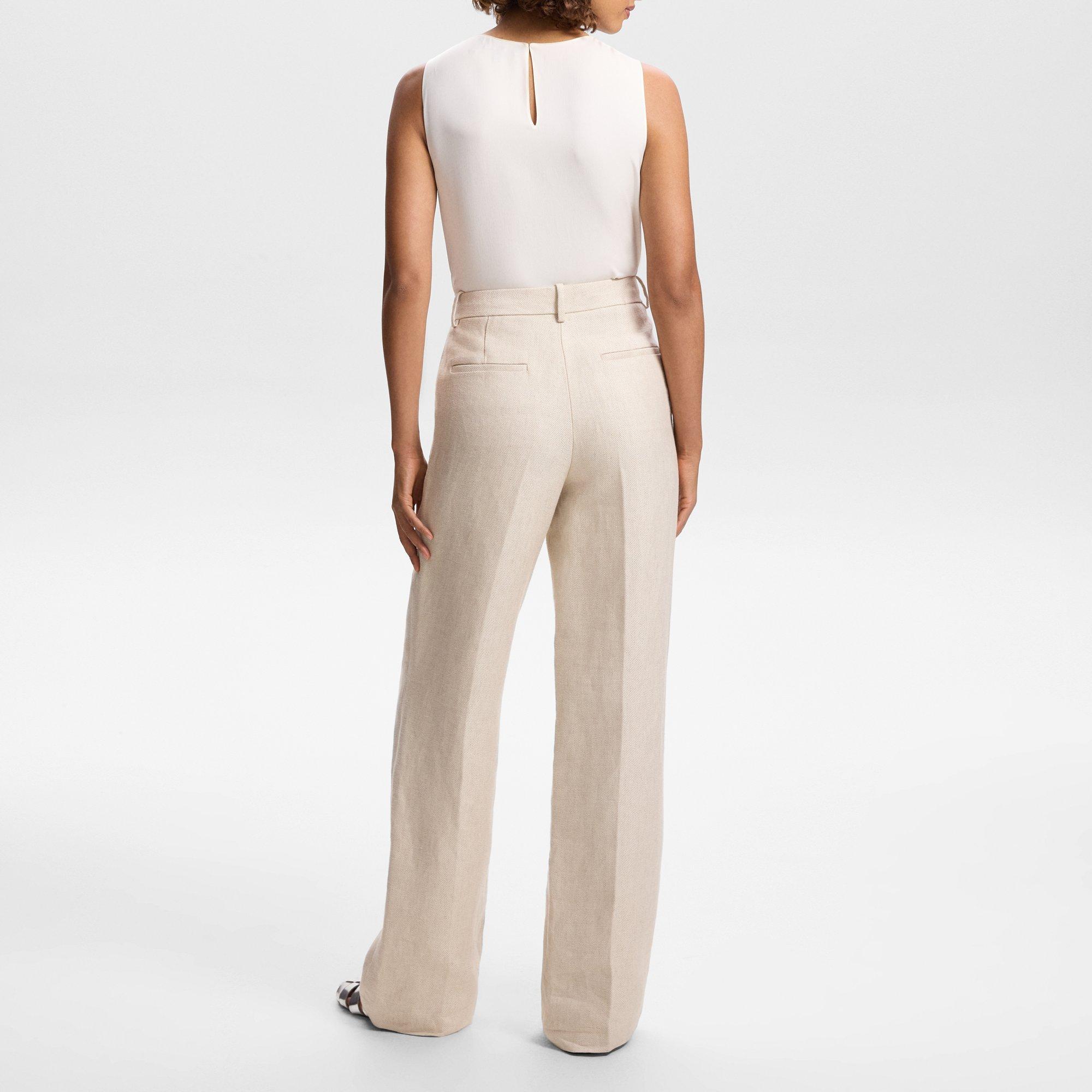 Straight-Leg Pant in Basket Weave Linen