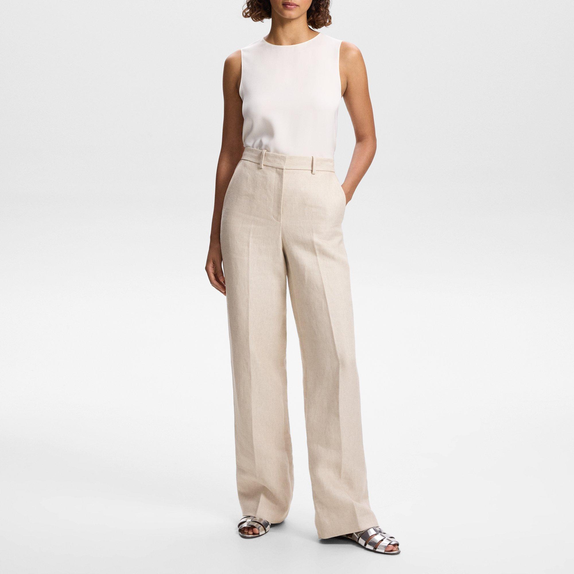 Straight-Leg Pant in Basket Weave Linen