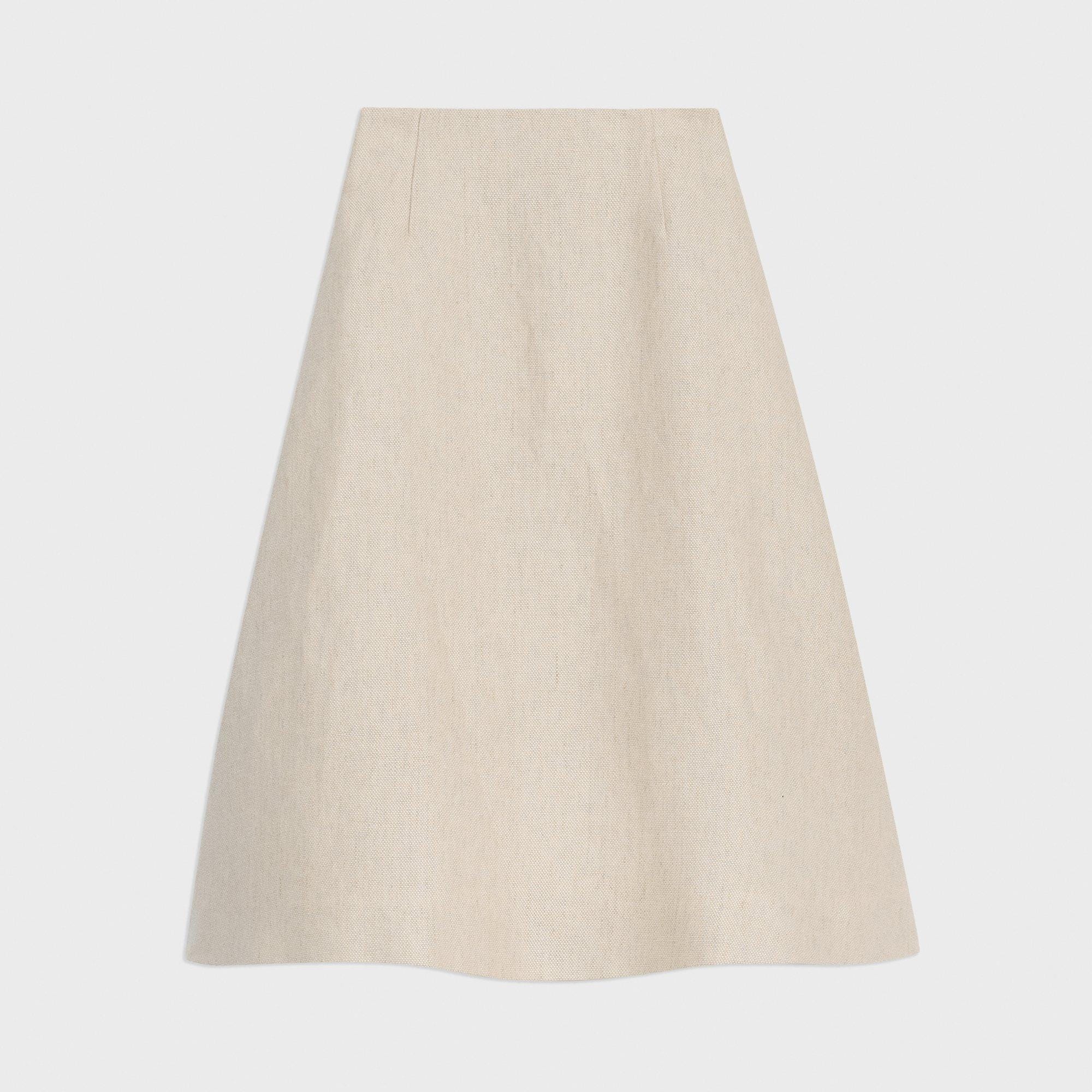 Midi Circle Skirt in Basket Weave Linen