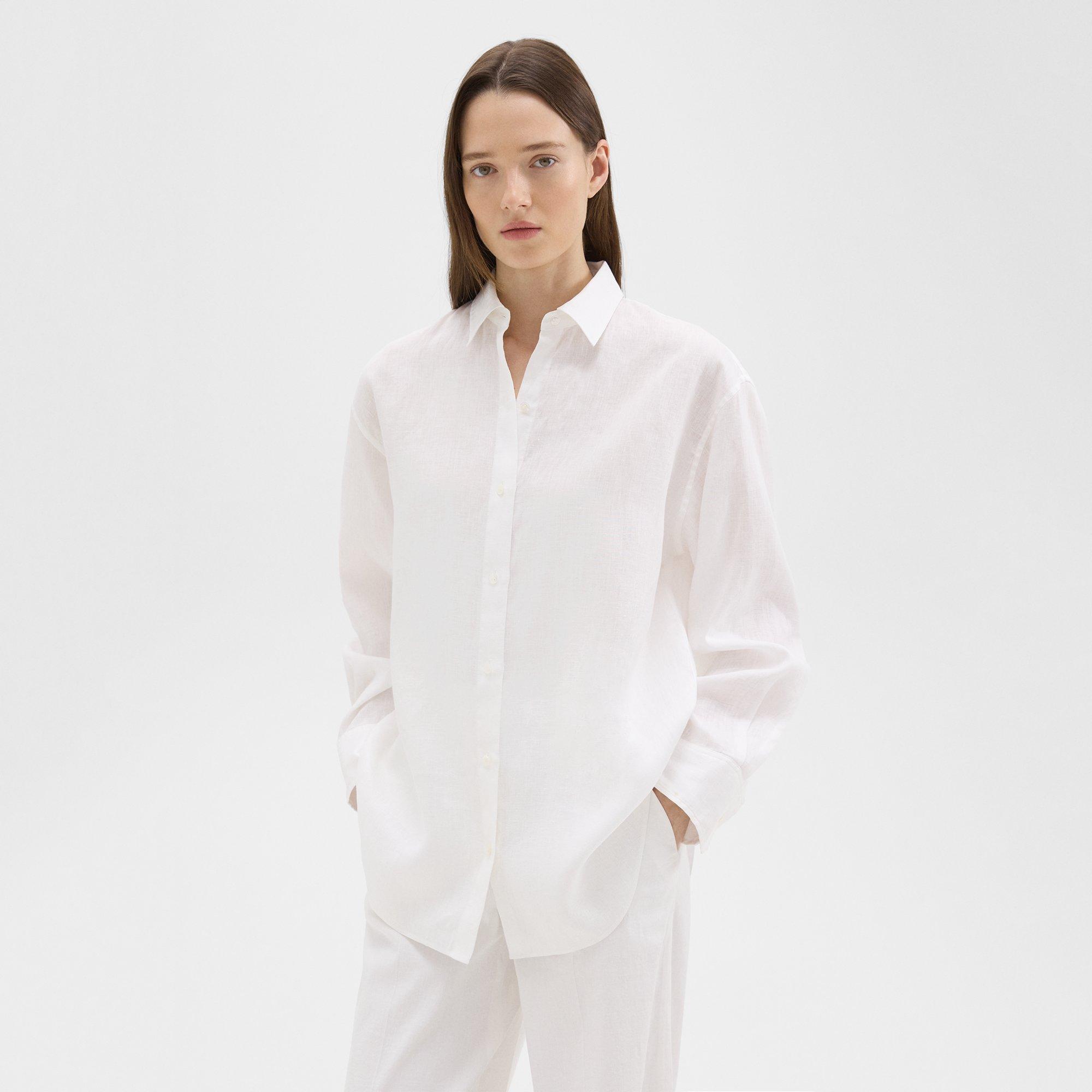 Relaxed Linen Boyfriend Shirt | Theory