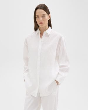 띠어리 Theory Boyfriend Shirt in Relaxed Linen,WHITE