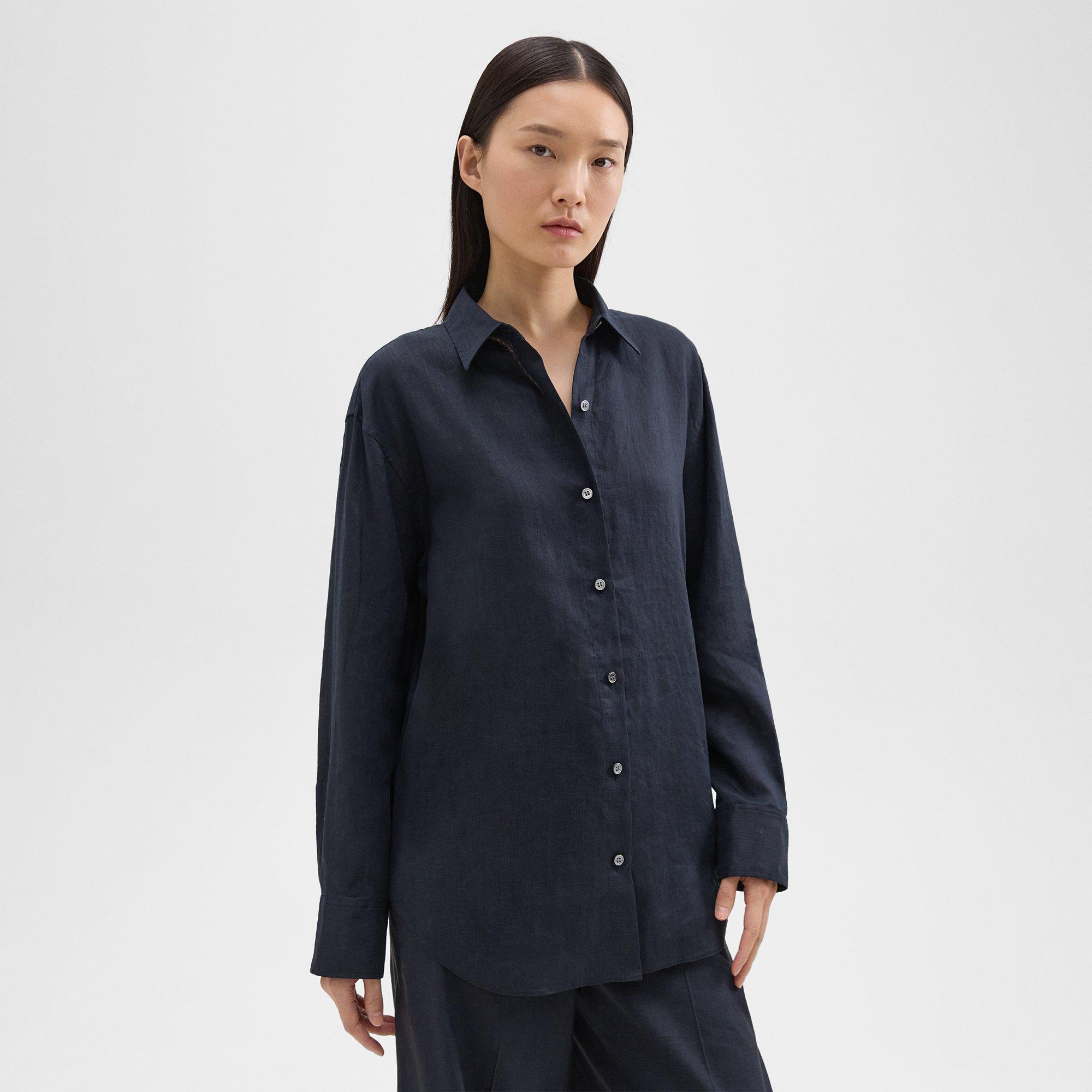 Relaxed Linen Boyfriend Shirt | Theory