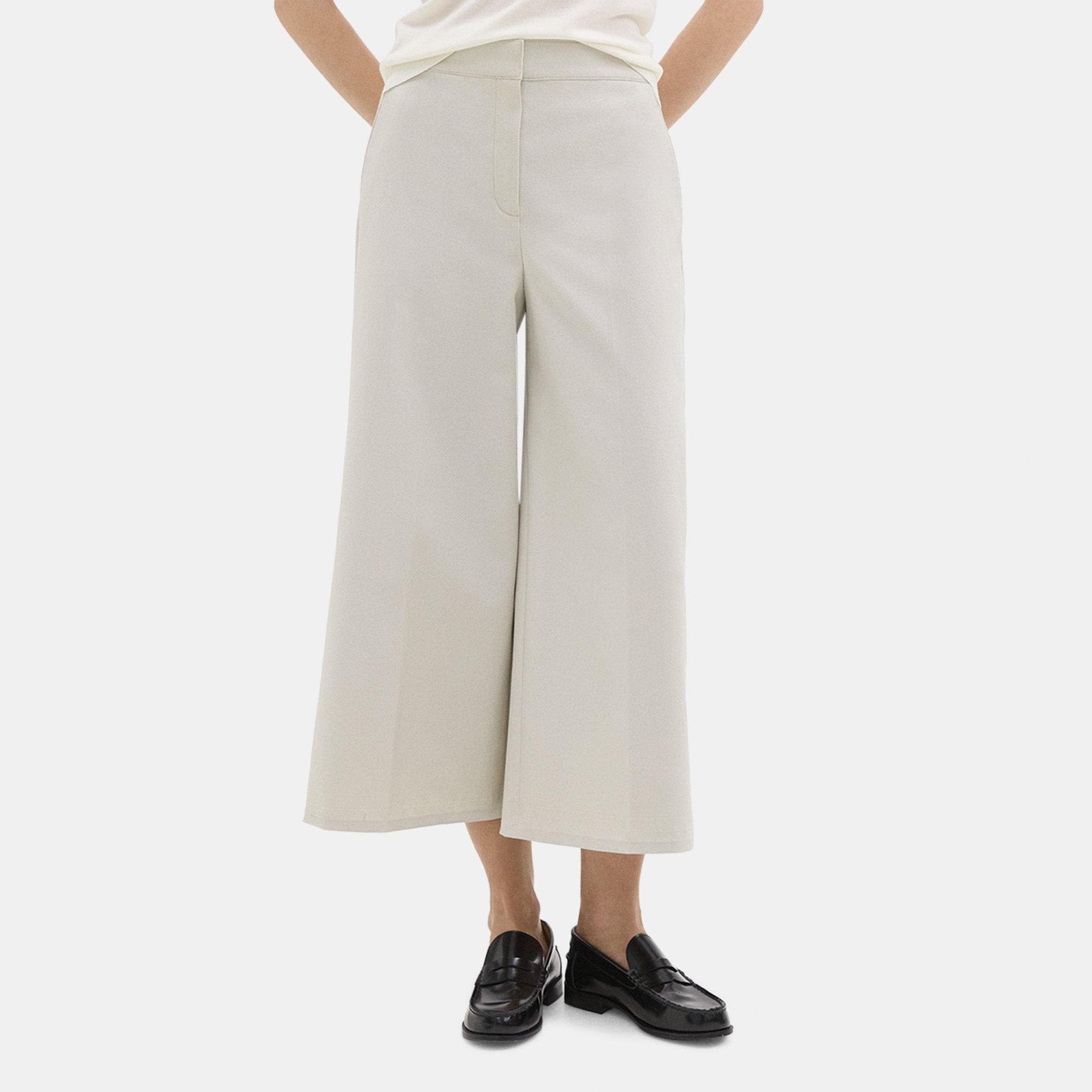 띠어리 Theory Cropped Wide-Leg Pant in Neoteric Twill,LIMESTONE