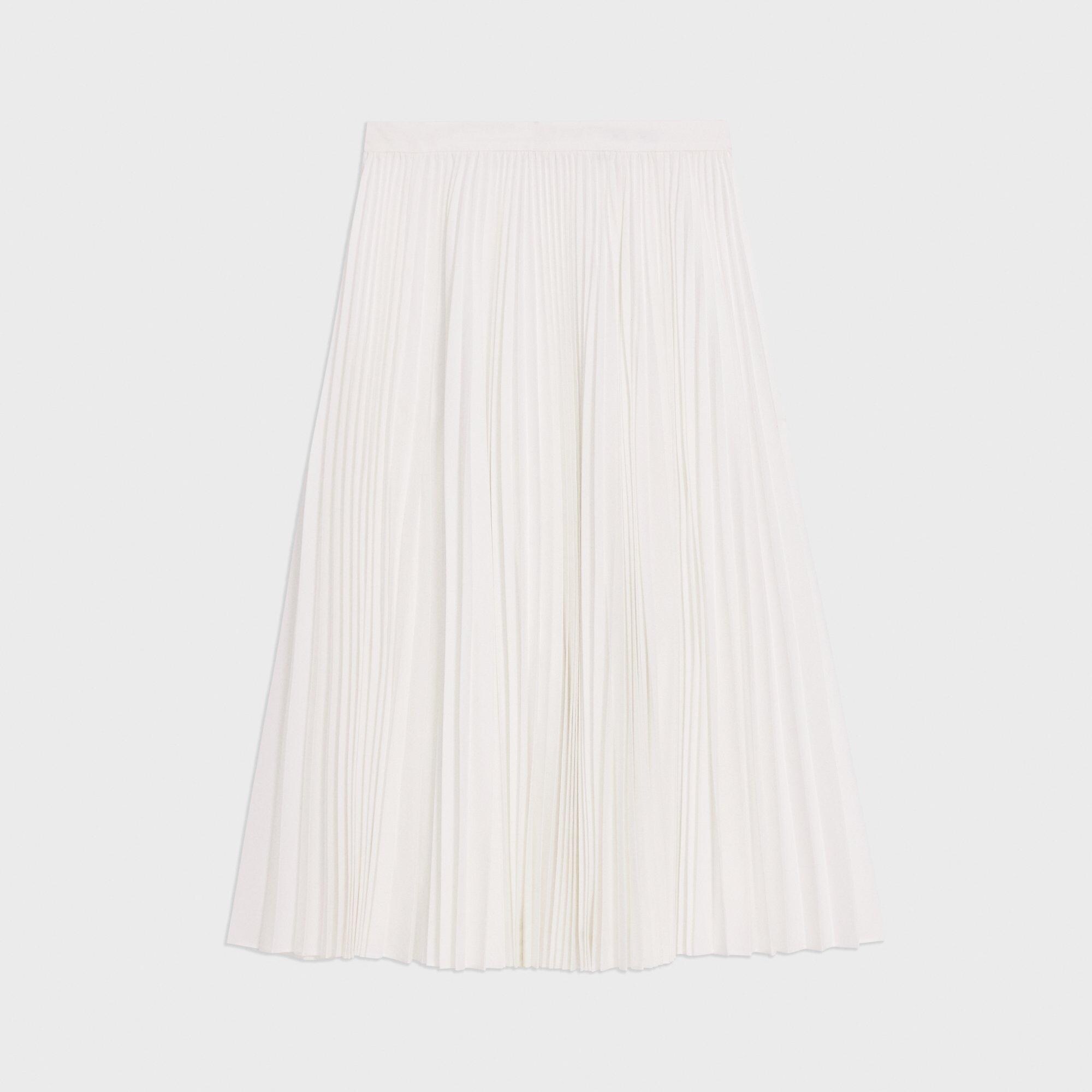 Pleated Midi Skirt in Sleek Poplin