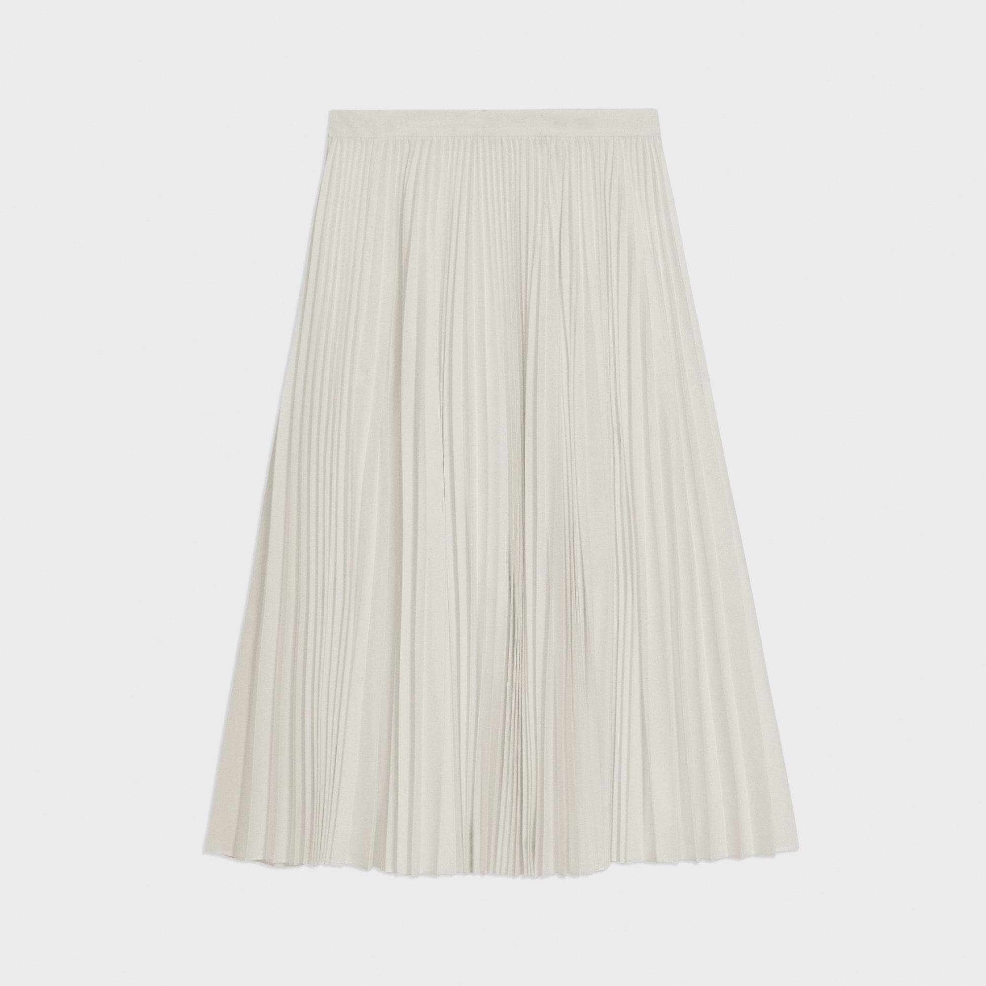 Pleated Midi Skirt in Sleek Poplin