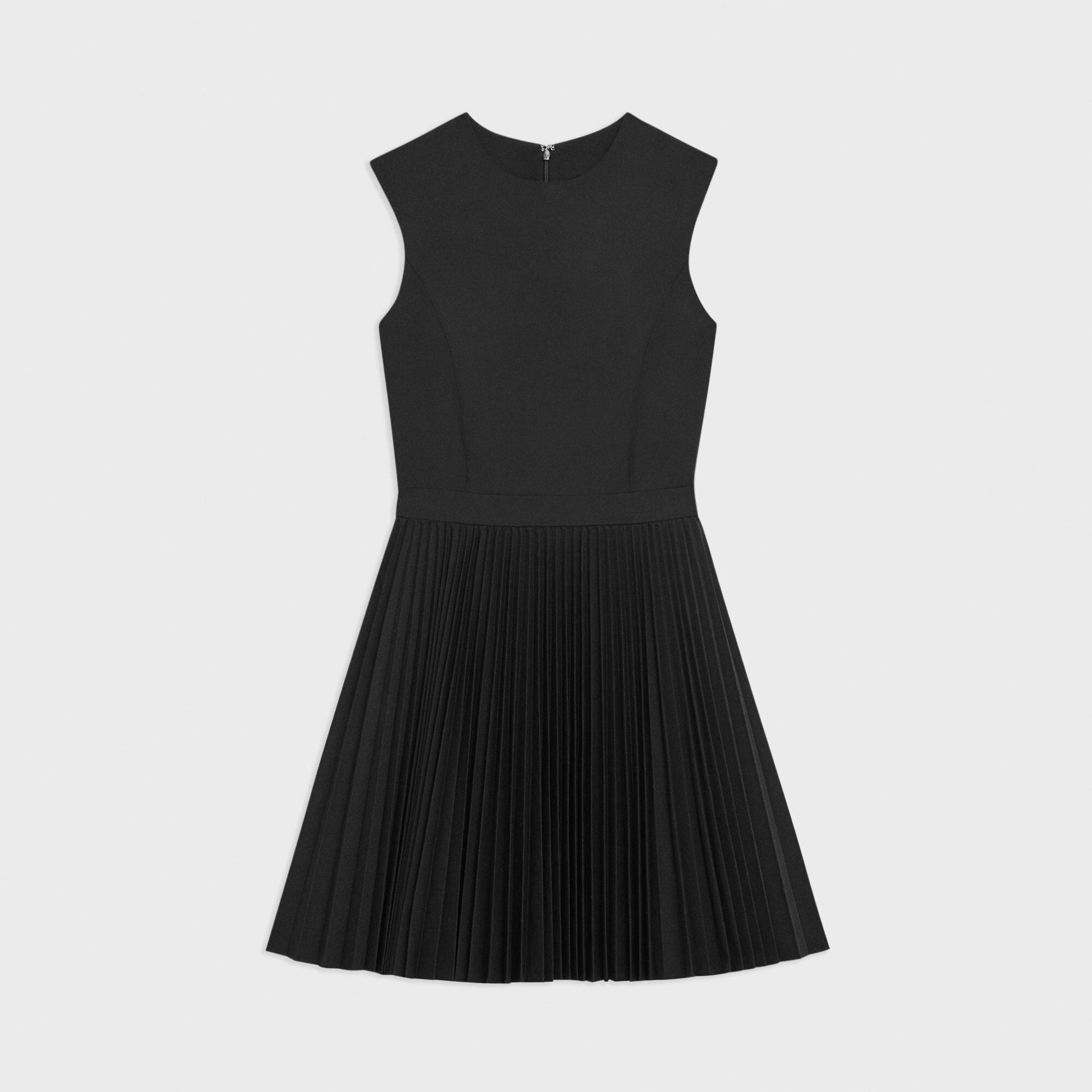 Pleated Mini Dress in Sleek Poplin