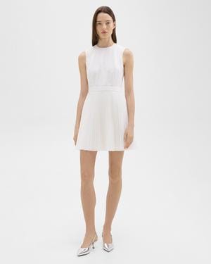 띠어리 Theory Pleated Mini Dress in Sleek Poplin,WHITE