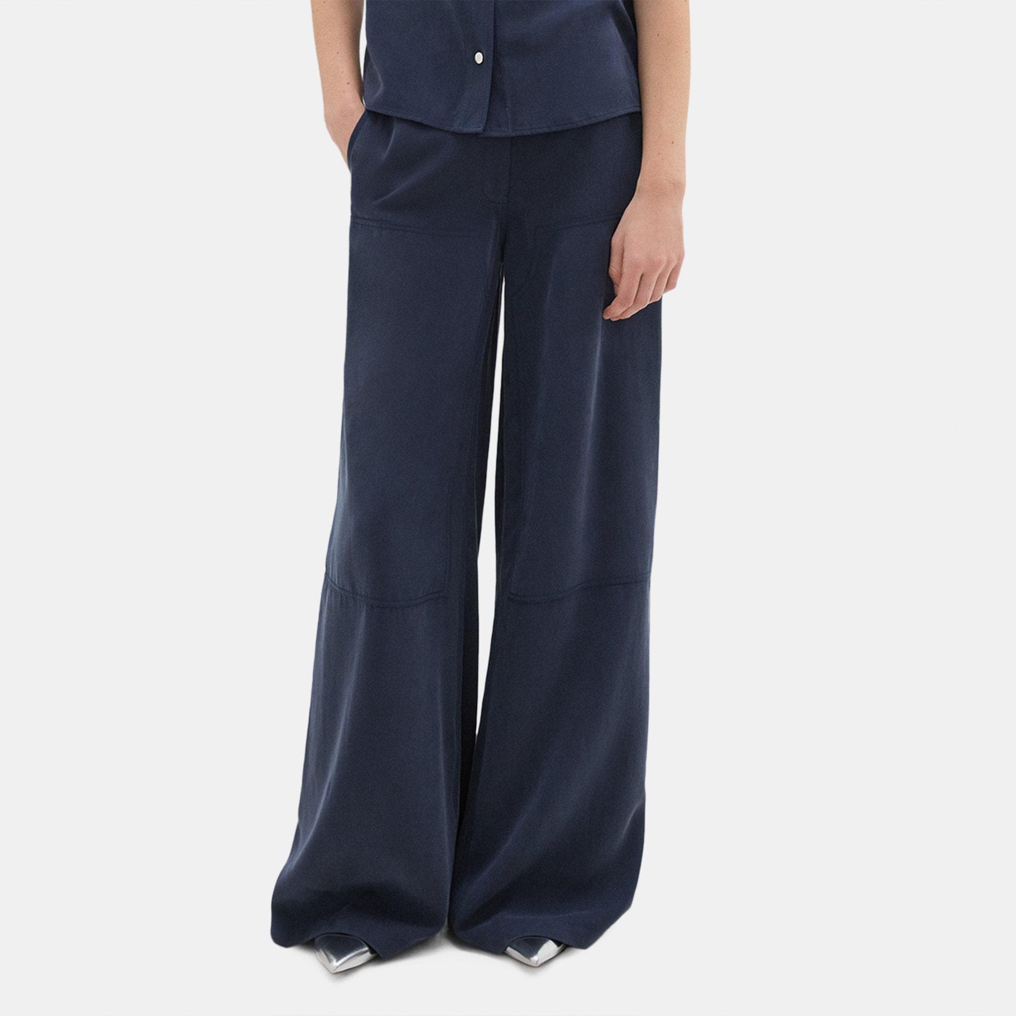 띠어리 Theory Wide-Leg Carpenter Pant in Fluid Twill,NOCTURNE NAVY