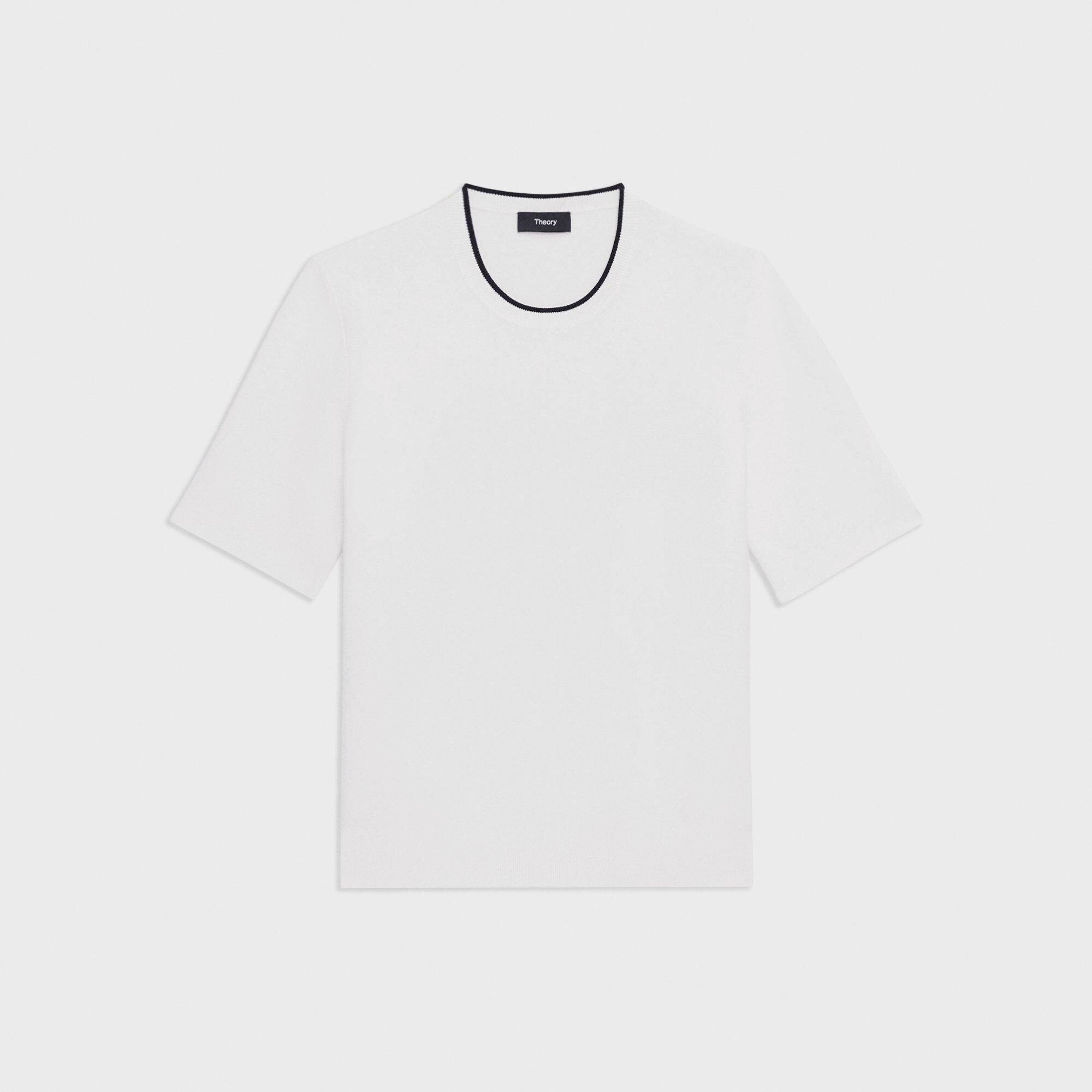 Short-Sleeve Sweater in Crepe Knit