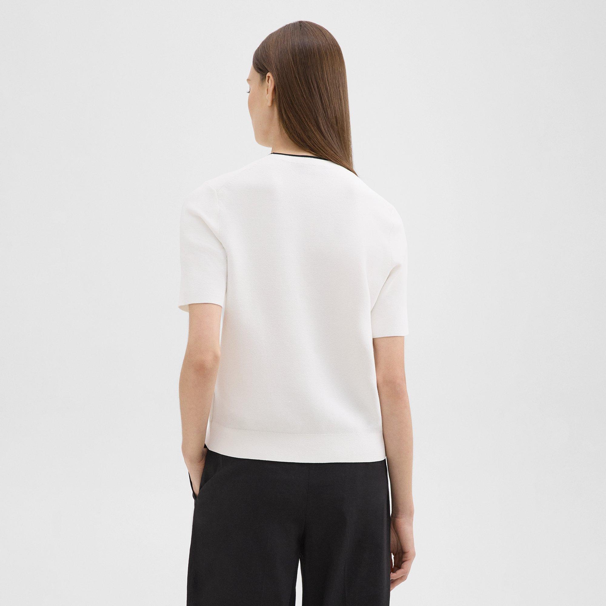 Short-Sleeve Sweater in Crepe Knit