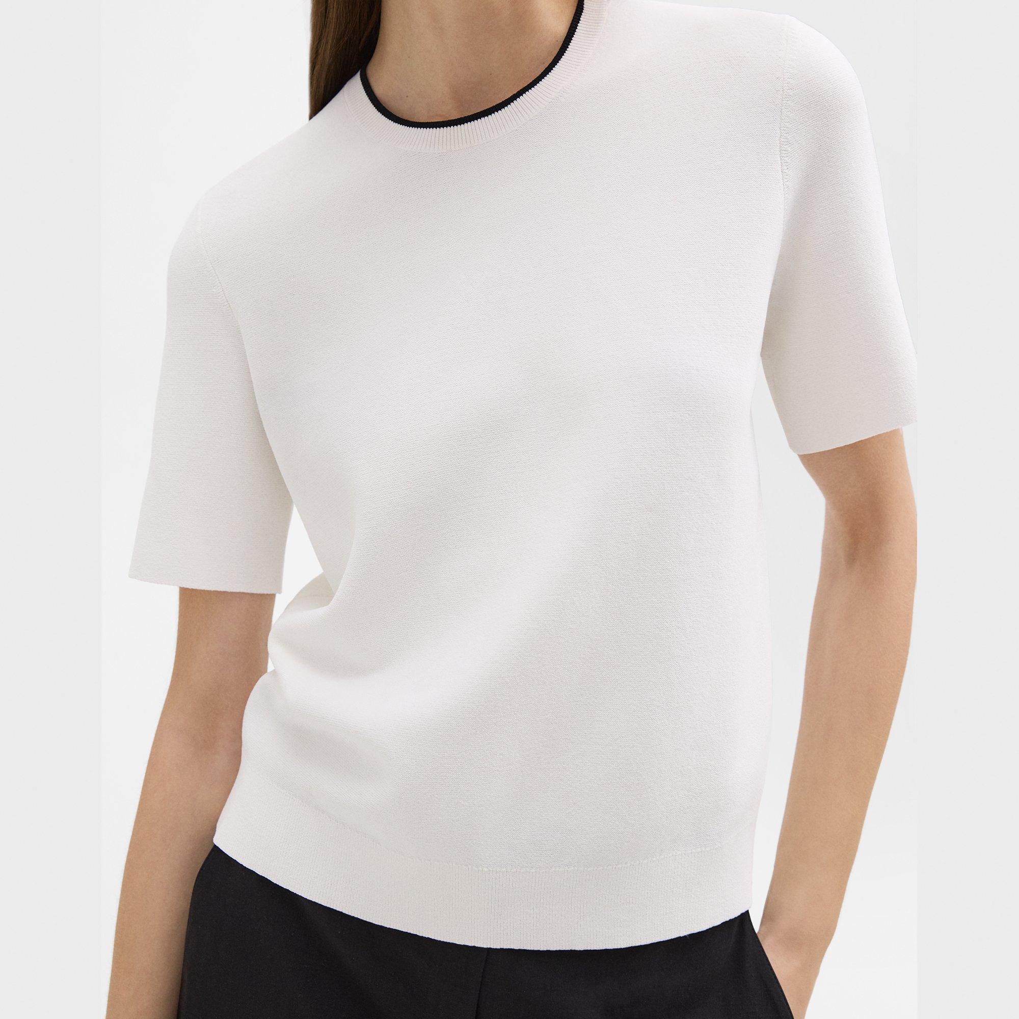 Short-Sleeve Sweater in Crepe Knit
