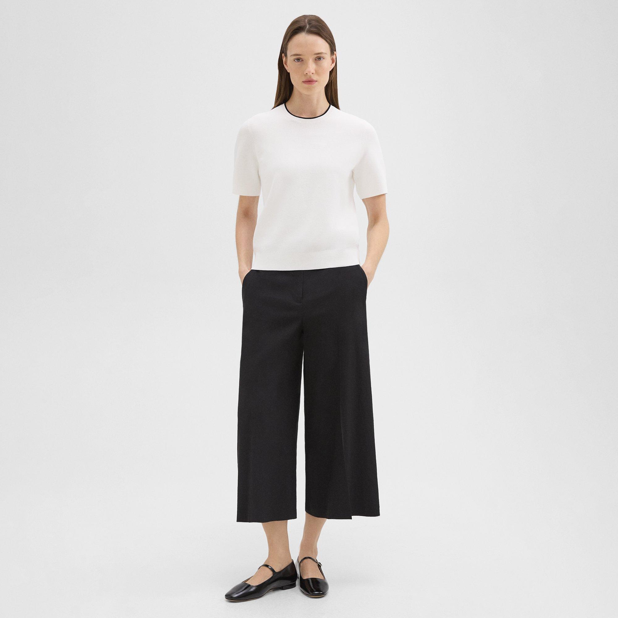Short-Sleeve Sweater in Crepe Knit
