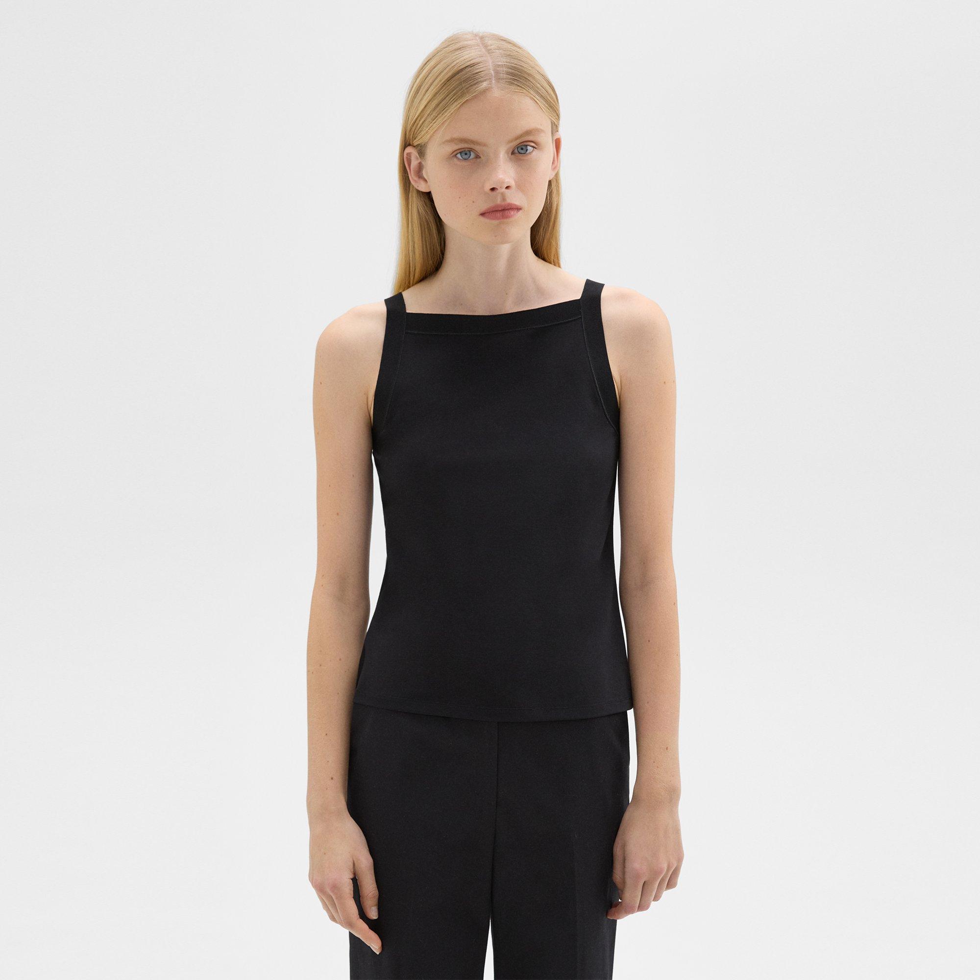 띠어리 Theory Square Neck Tank in Interlock Knit,BLACK