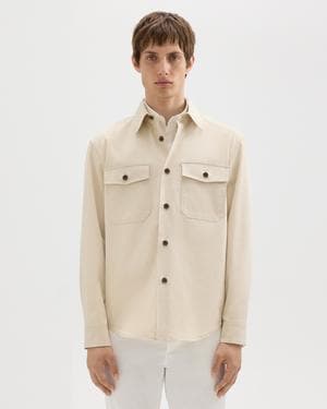 띠어리 Theory Garvin Shirt Jacket in Organic Cotton,NEW SAND