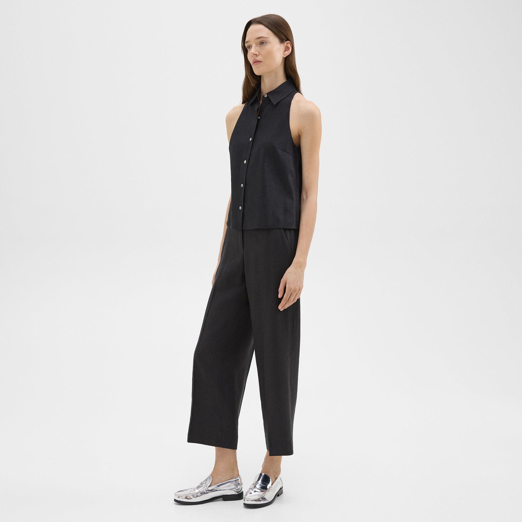 Straight Pull-On Pant in Linen-Viscose