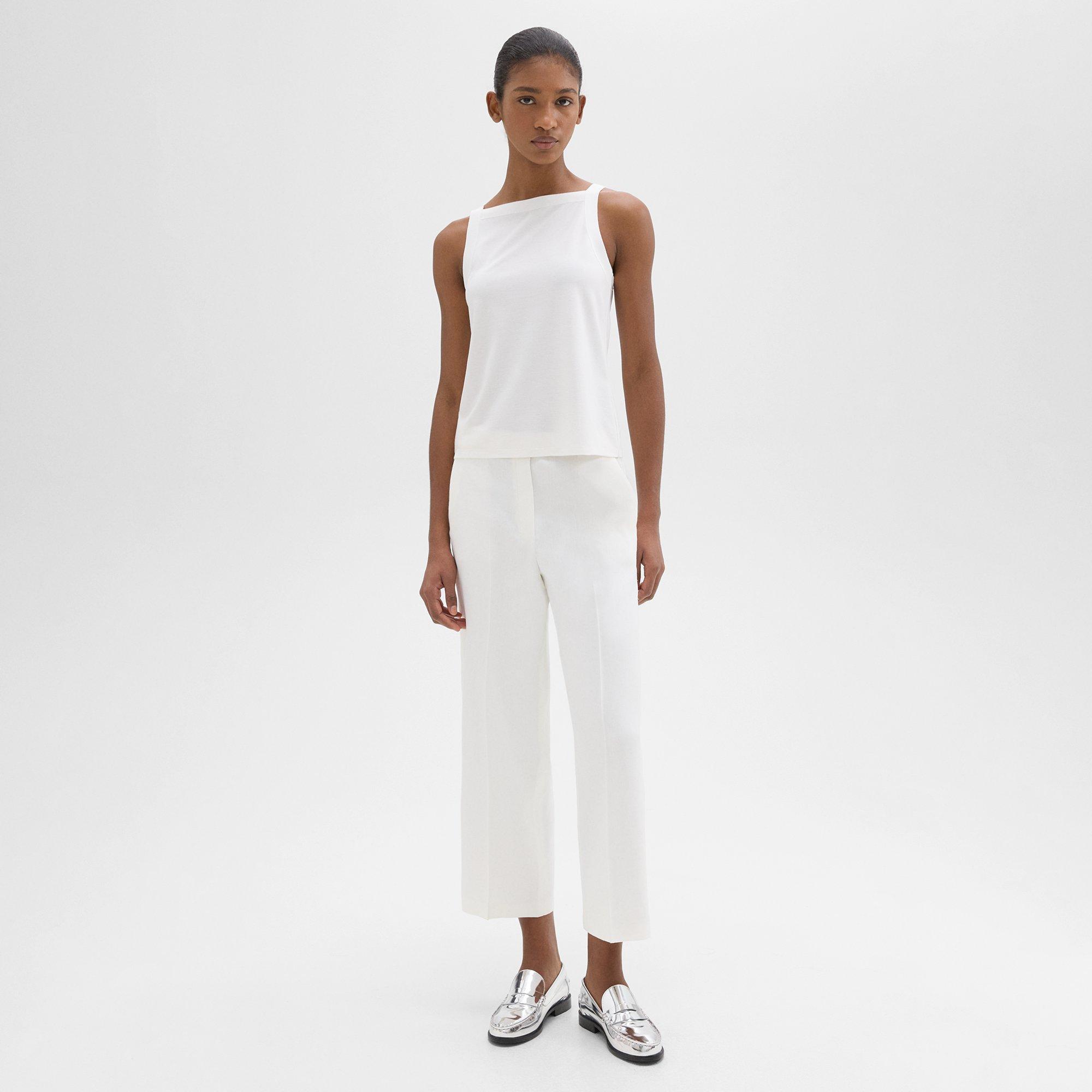 Straight Pull-On Pant in Linen-Viscose