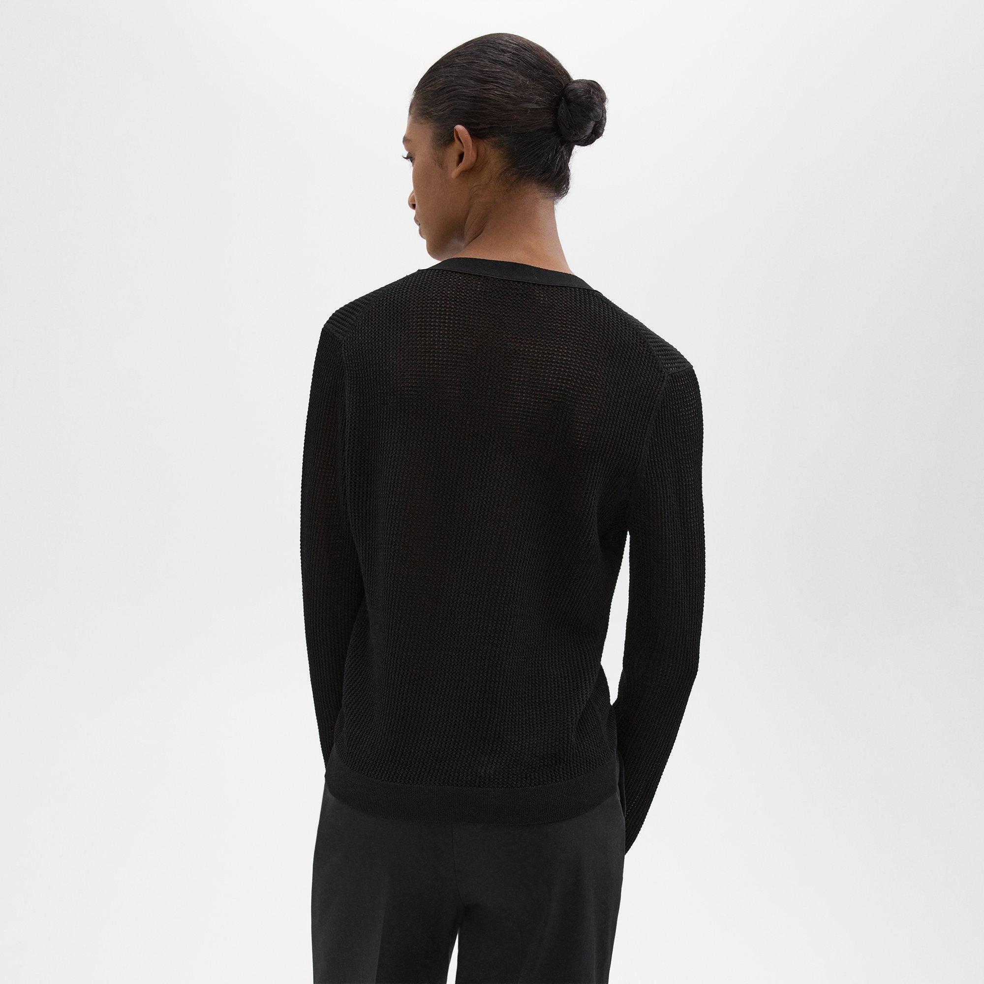 Pointelle Cardigan in Crepe Knit