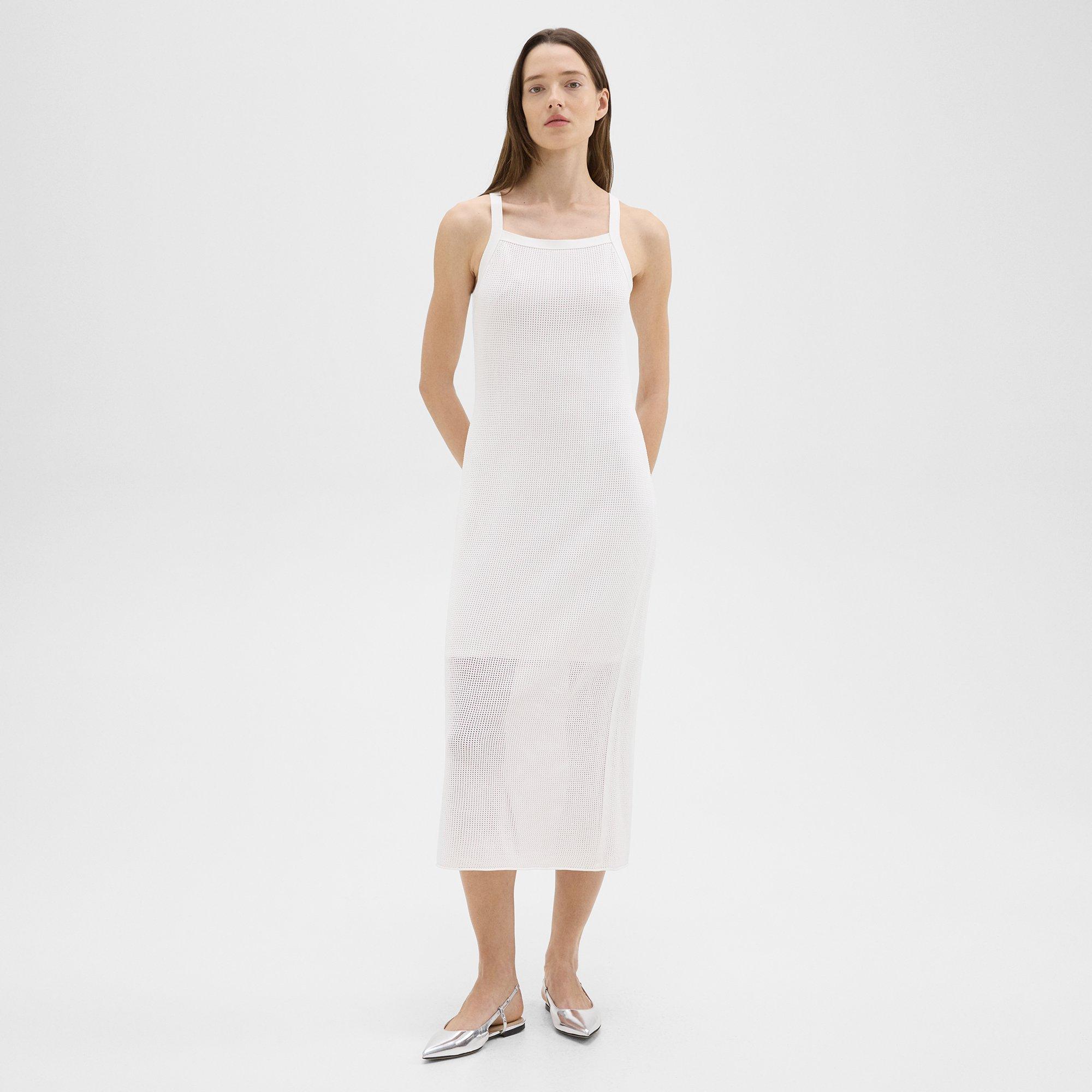 Pointelle Midi Dress in Crepe Knit