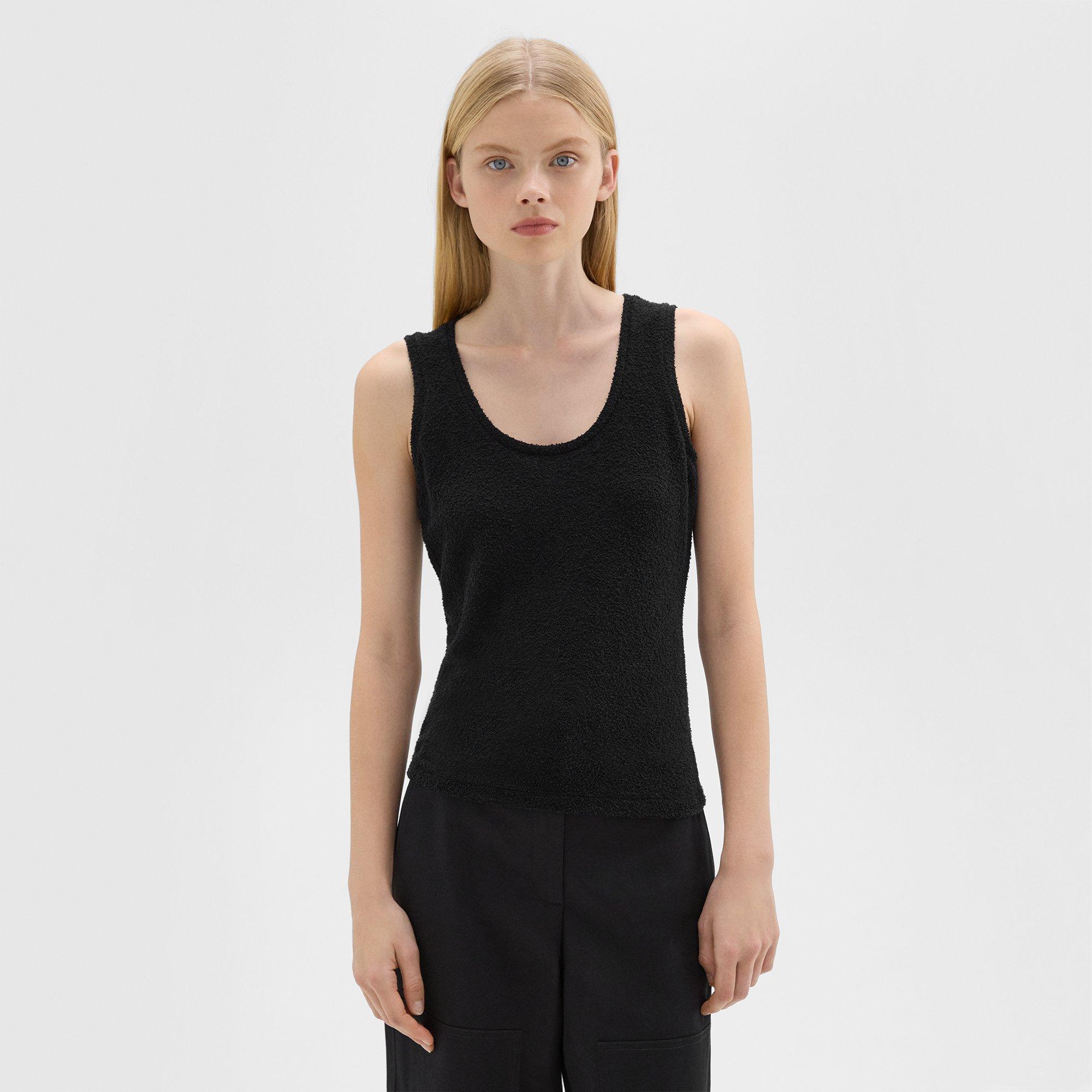 띠어리 Theory Tiny Tank in Boucle Jersey,BLACK