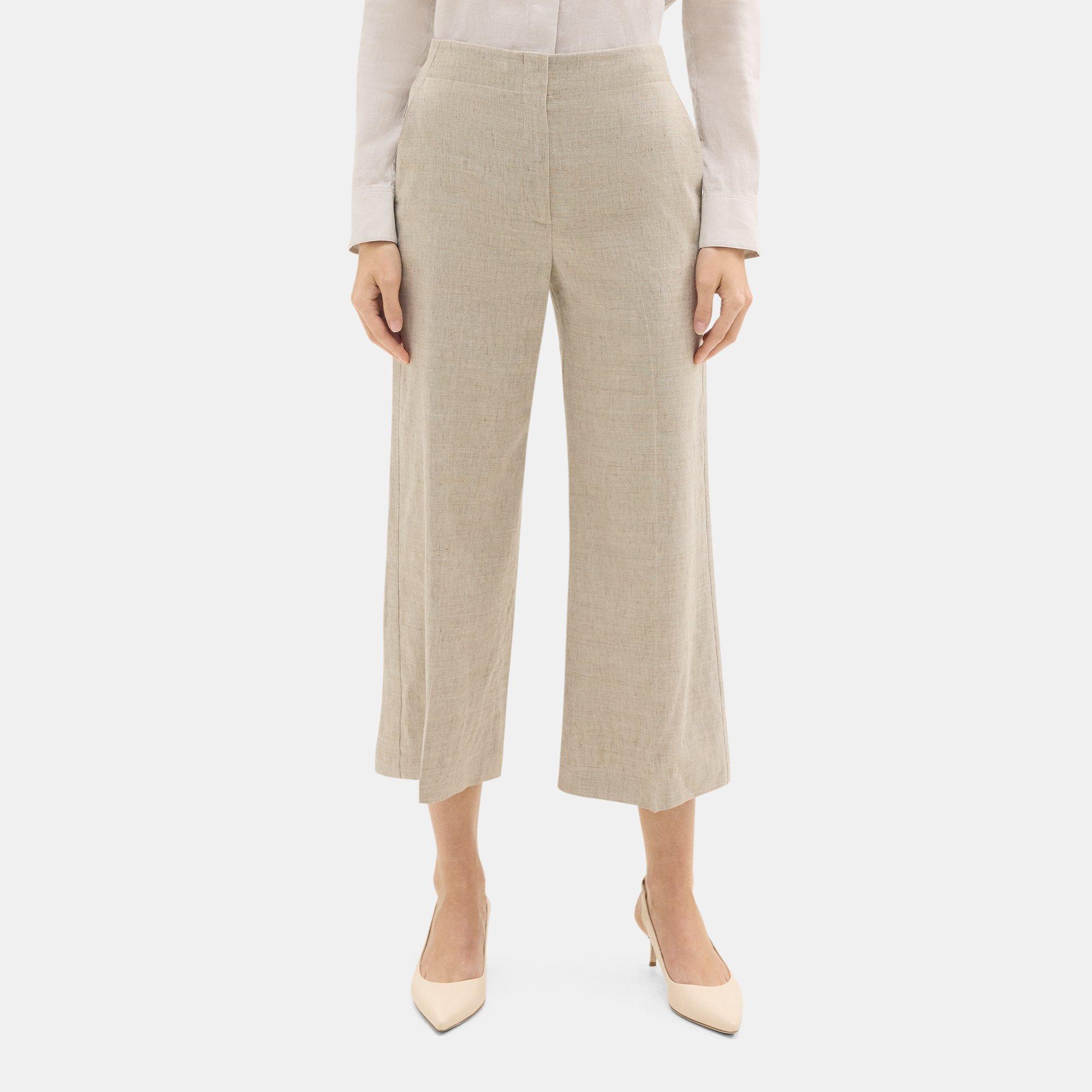 Wide-Leg Pull-On Pant in Stretch Linen-Blend