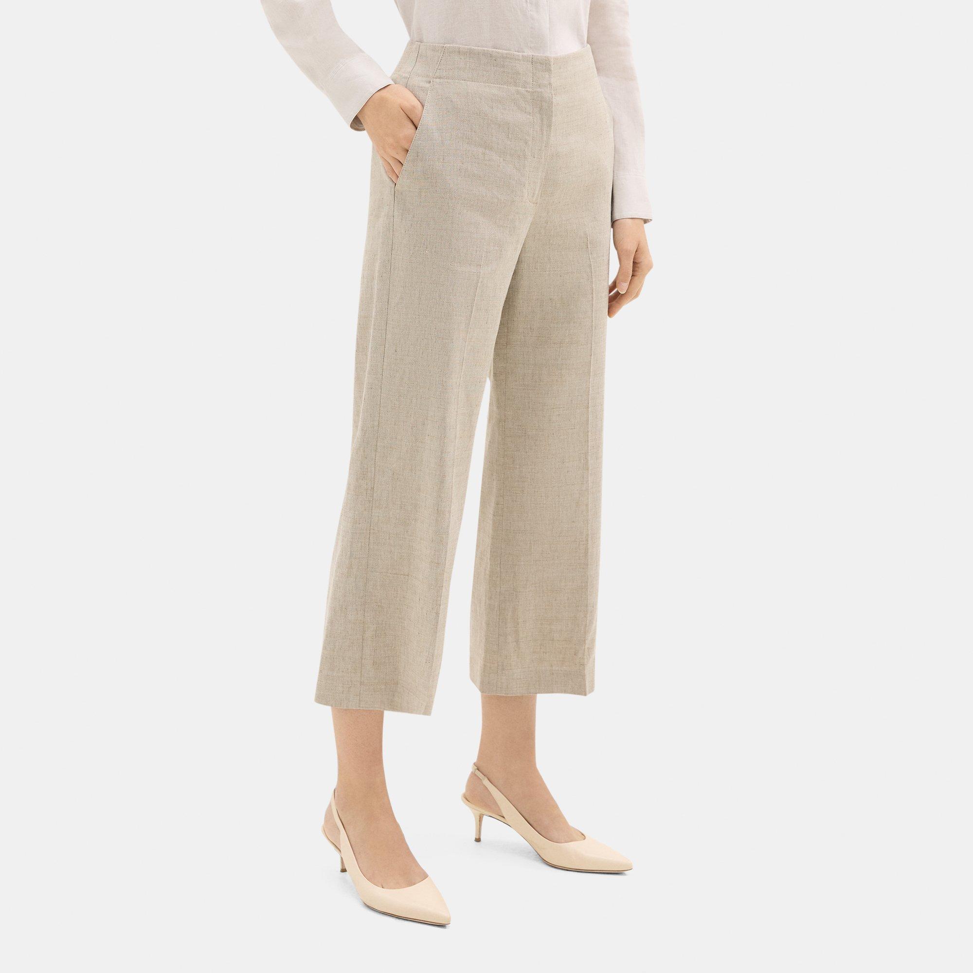 Wide-Leg Pull-On Pant in Stretch Linen-Blend