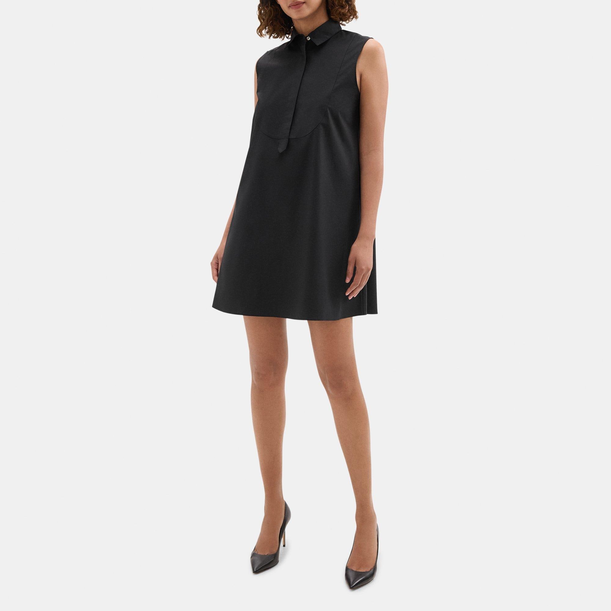 Sleeveless Tunic Dress in Cotton Poplin
