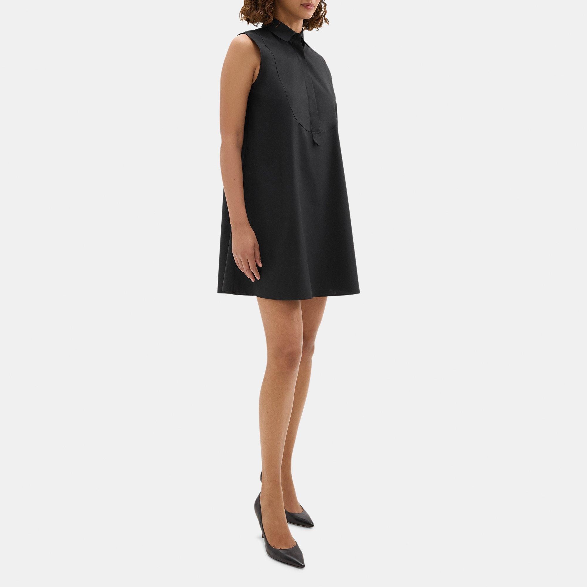 Sleeveless Tunic Dress in Cotton Poplin