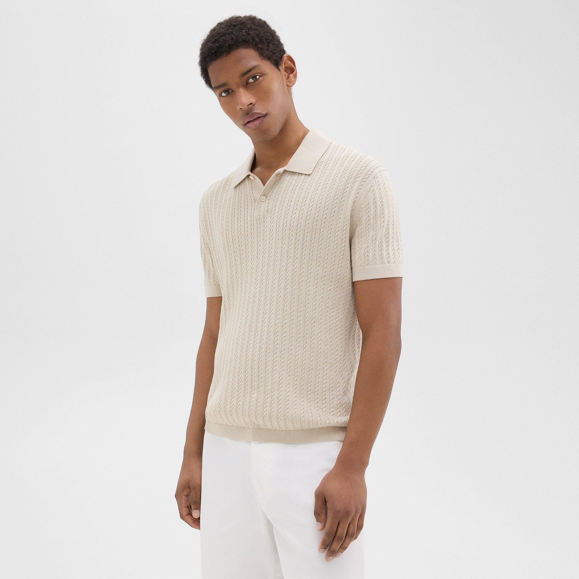 Cable Knit Polo in Cotton