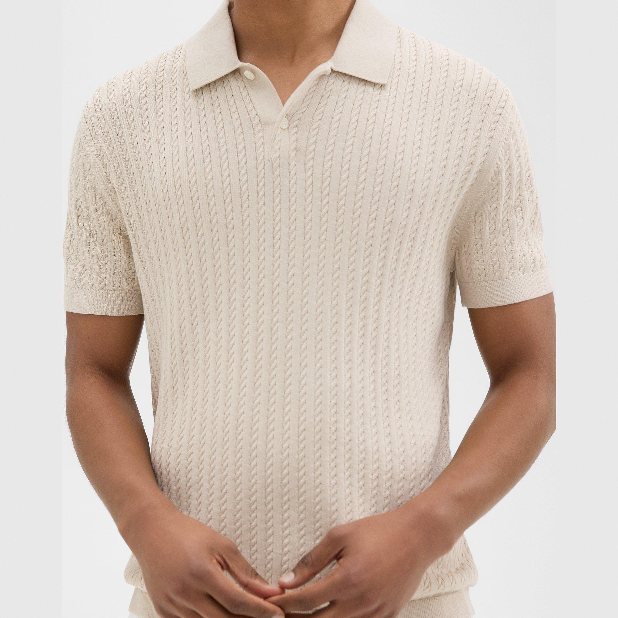 Cable Knit Polo in Cotton