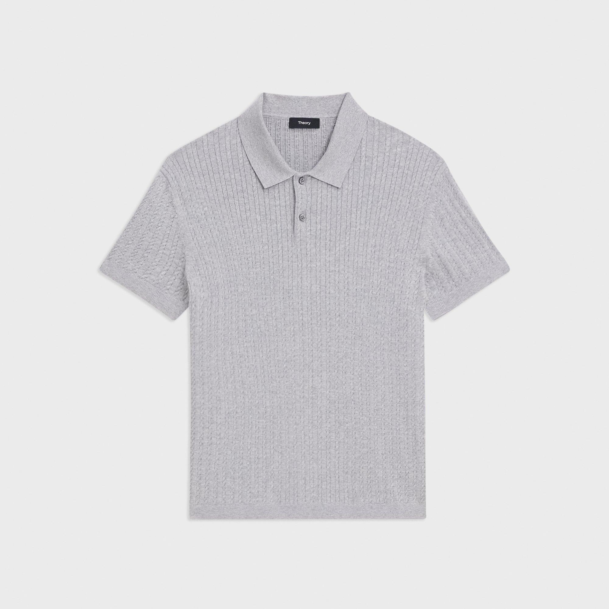 Cable Knit Polo in Cotton