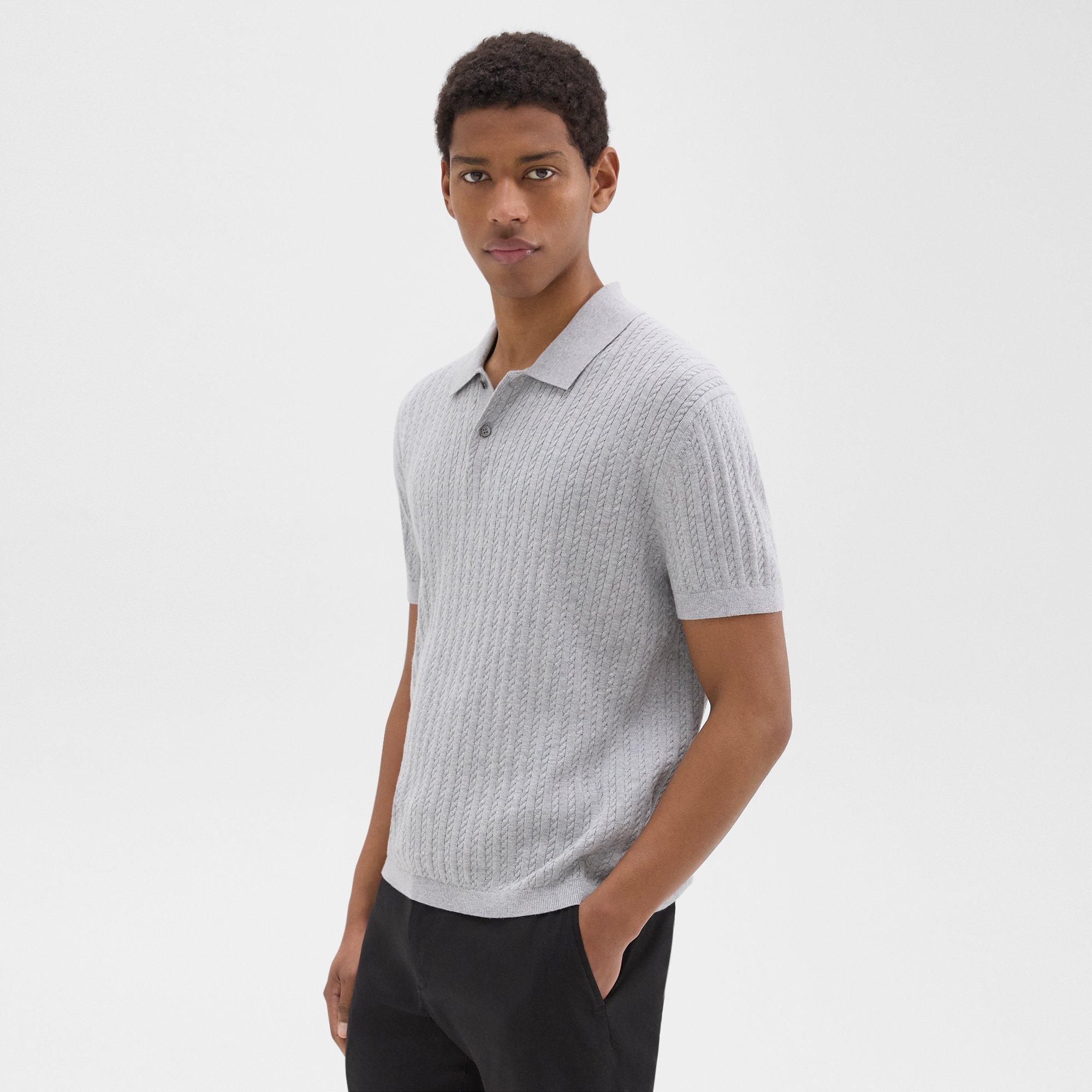 Cable Knit Polo in Cotton