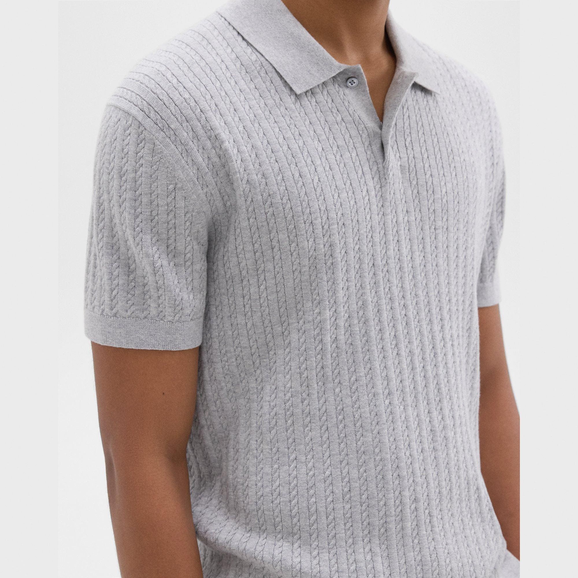 Cable Knit Polo in Cotton