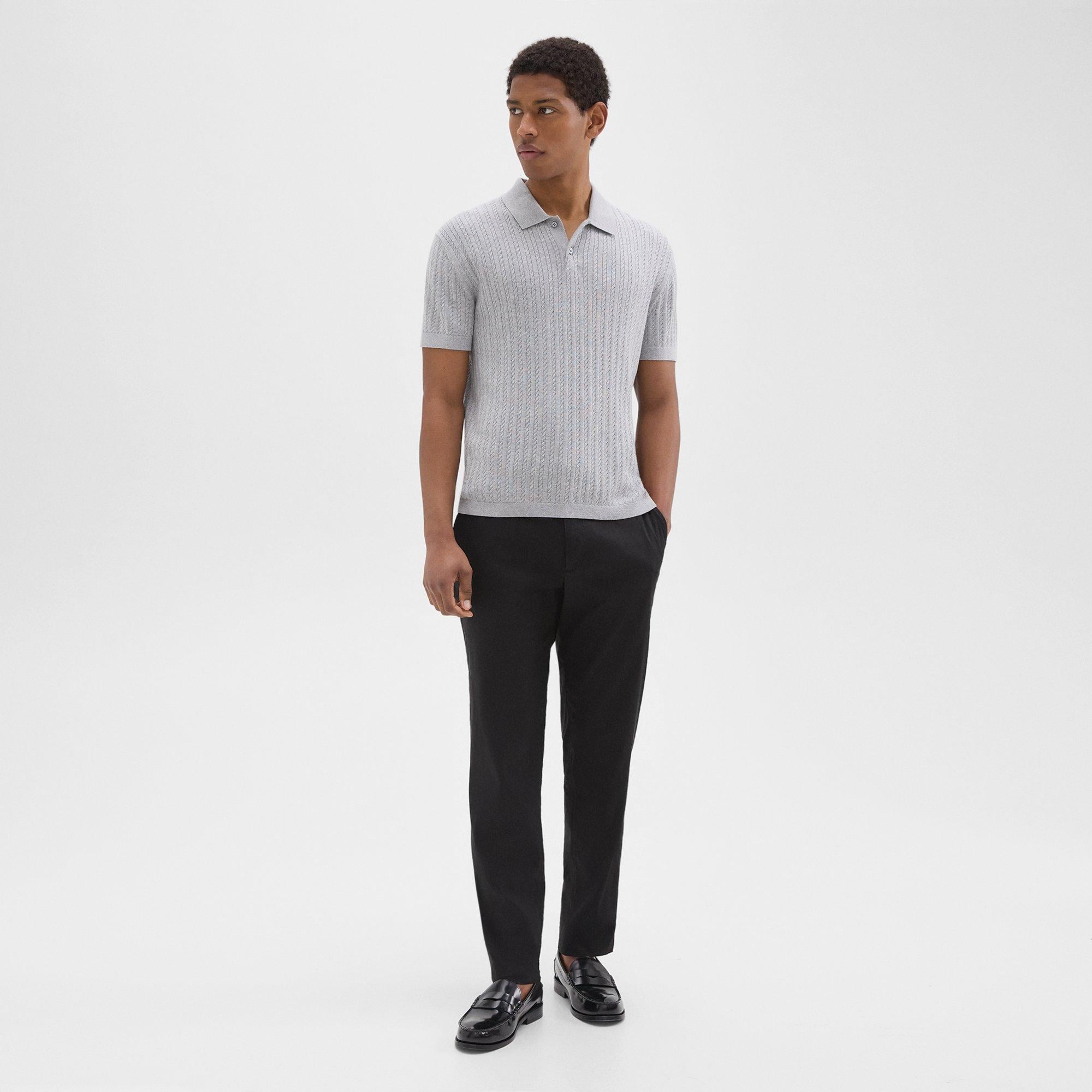 Cable Knit Polo in Cotton