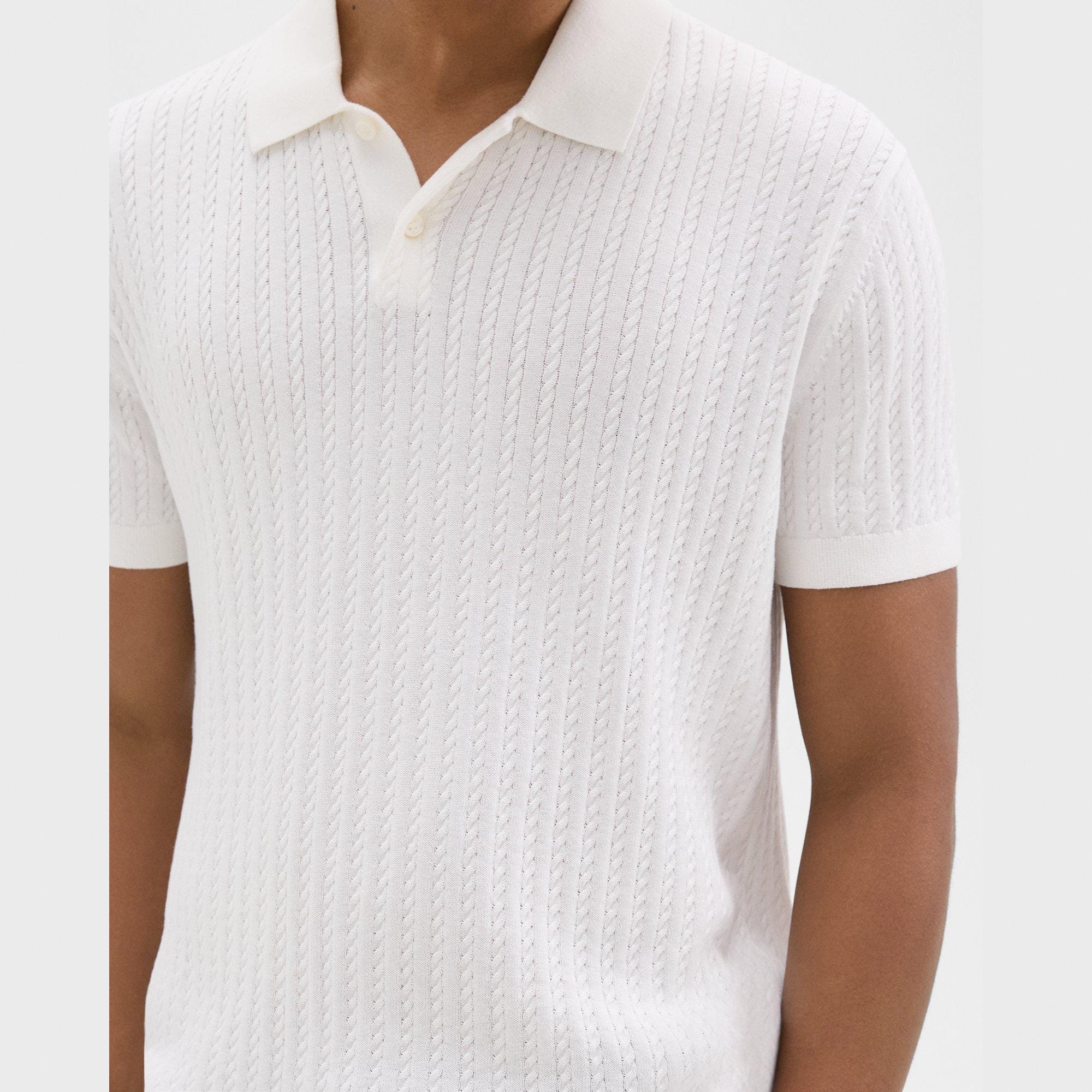 Polo en Maille Torsadée en Coton