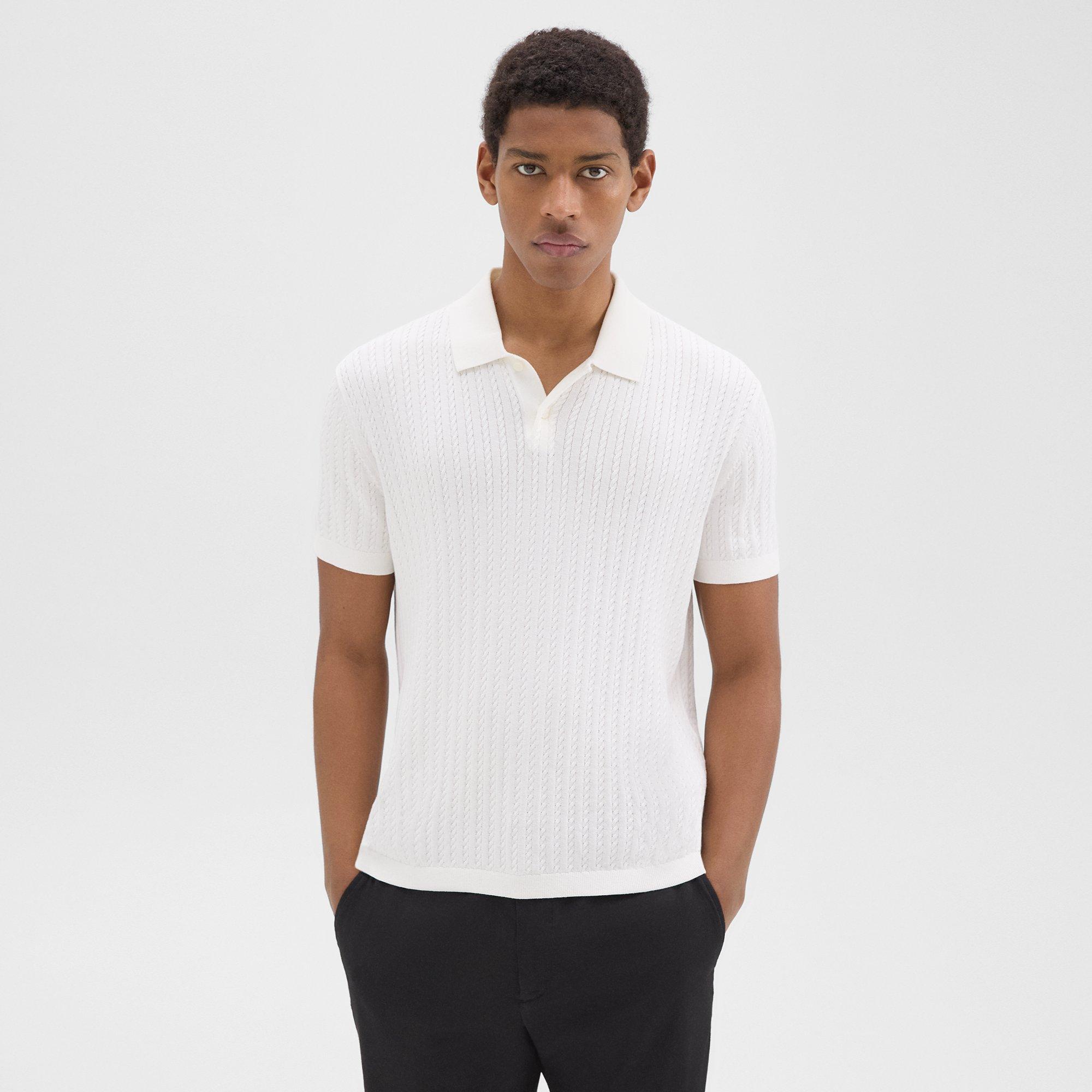 Cable Knit Polo in Cotton