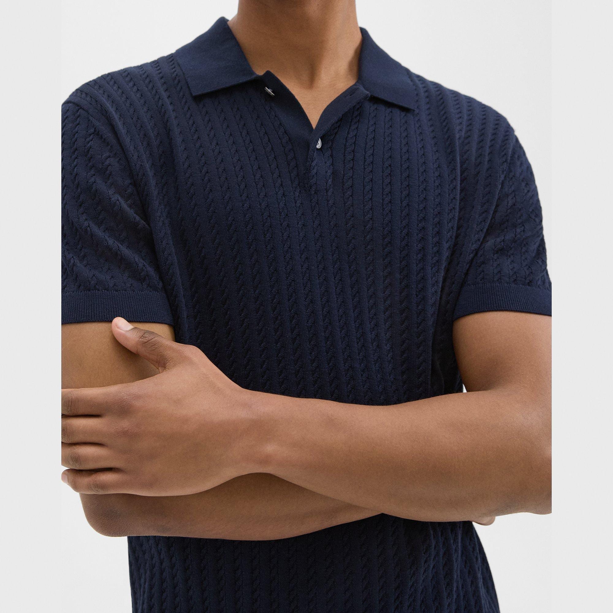 Cable Knit Polo in Cotton