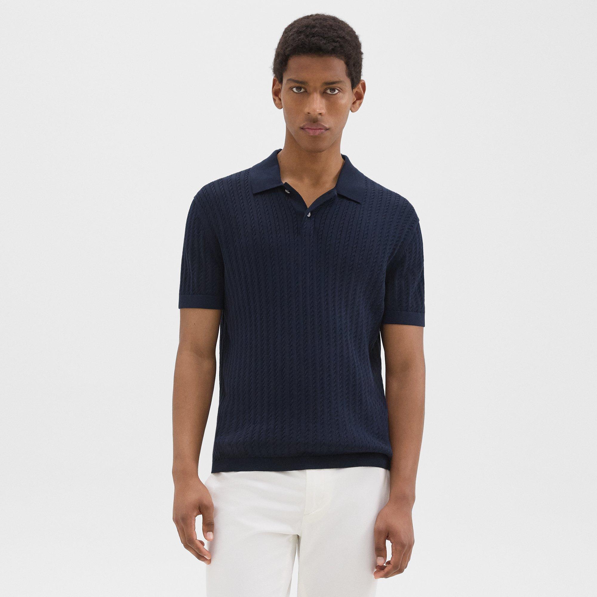 Cotton Cable Knit Polo | Theory