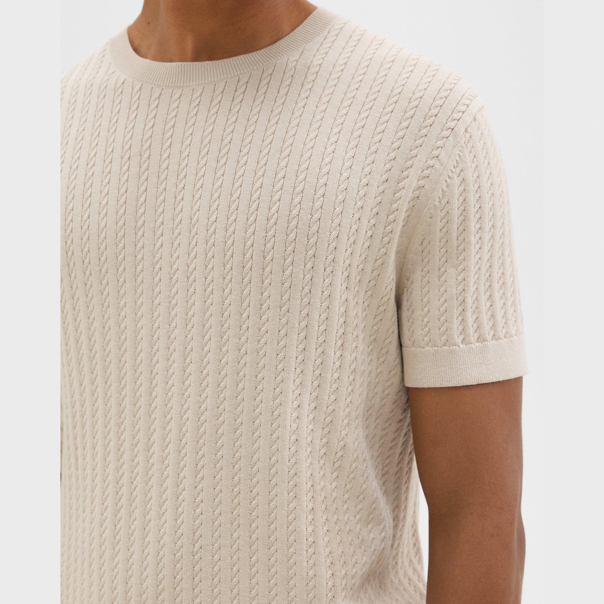 T-shirt en Maille Torsadée en Coton