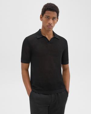 띠어리 Theory Brenan Polo Shirt in Cotton,BLACK